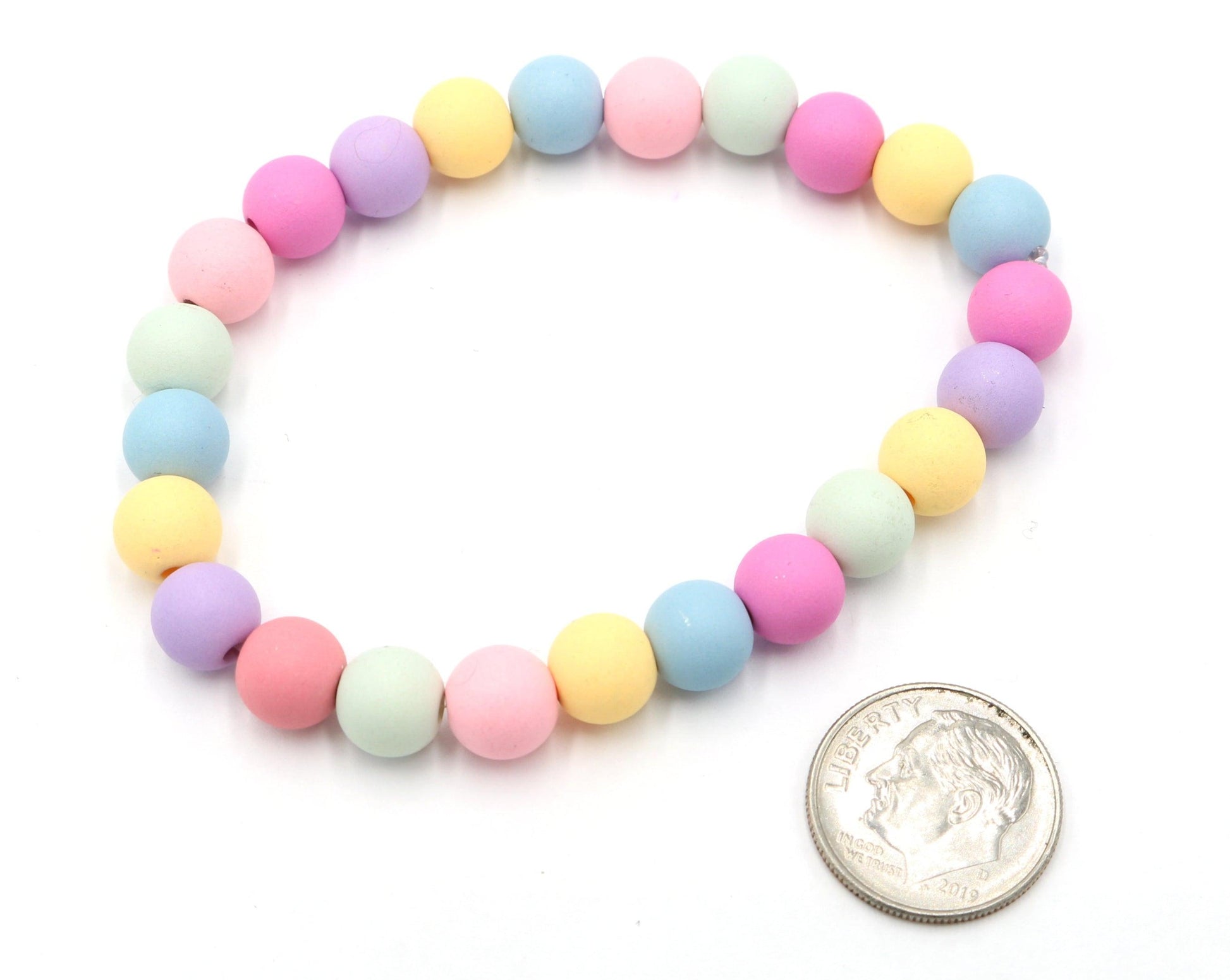 Mixed Matte Easter Spring Pastels Mixed Acrylic Round 8mm Beads Women's Stretch Bracelet Pink Purple Fun - Monkeysmojo
