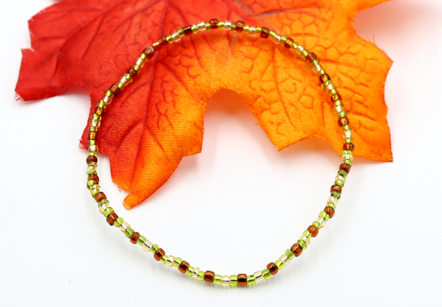 Harvest Pear - An Autumn Delight Women's Glass Bead Stretch Bracelet by Monkey's Mojo