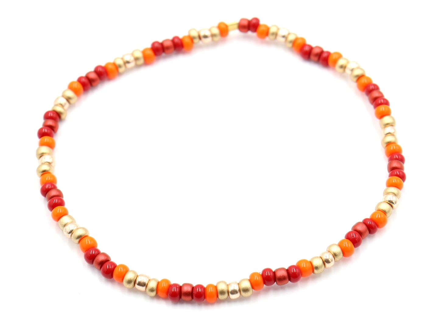 Red Yellow and Orange Your Glad It's Fall Y'all Glass Bead Stretch Bracelet by Monkey's Mojo