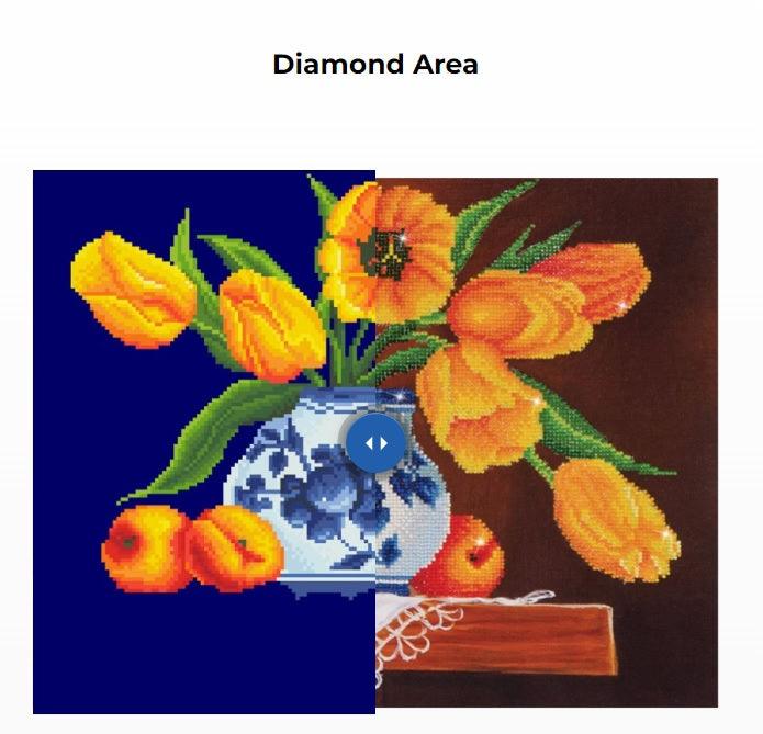 Old World Yellow Tulips in Blue & White China Vase - Beautiful 5D Diamond Art Wall Art - Monkeysmojo