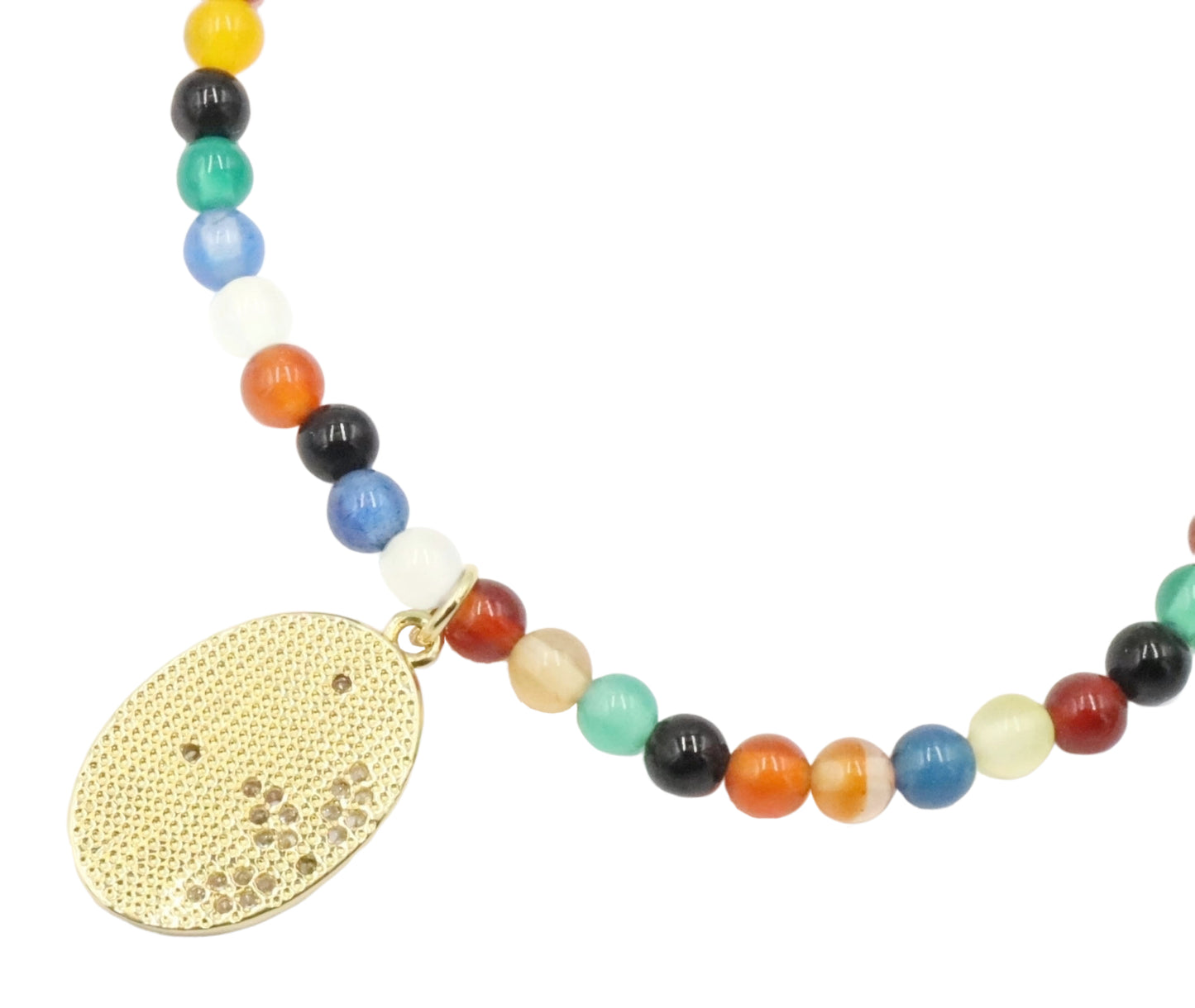 Primary and Bold Cubic Zirconia Yellow Gold Tone Charm Colorful Glass Bracelet by Monkey's Mojo