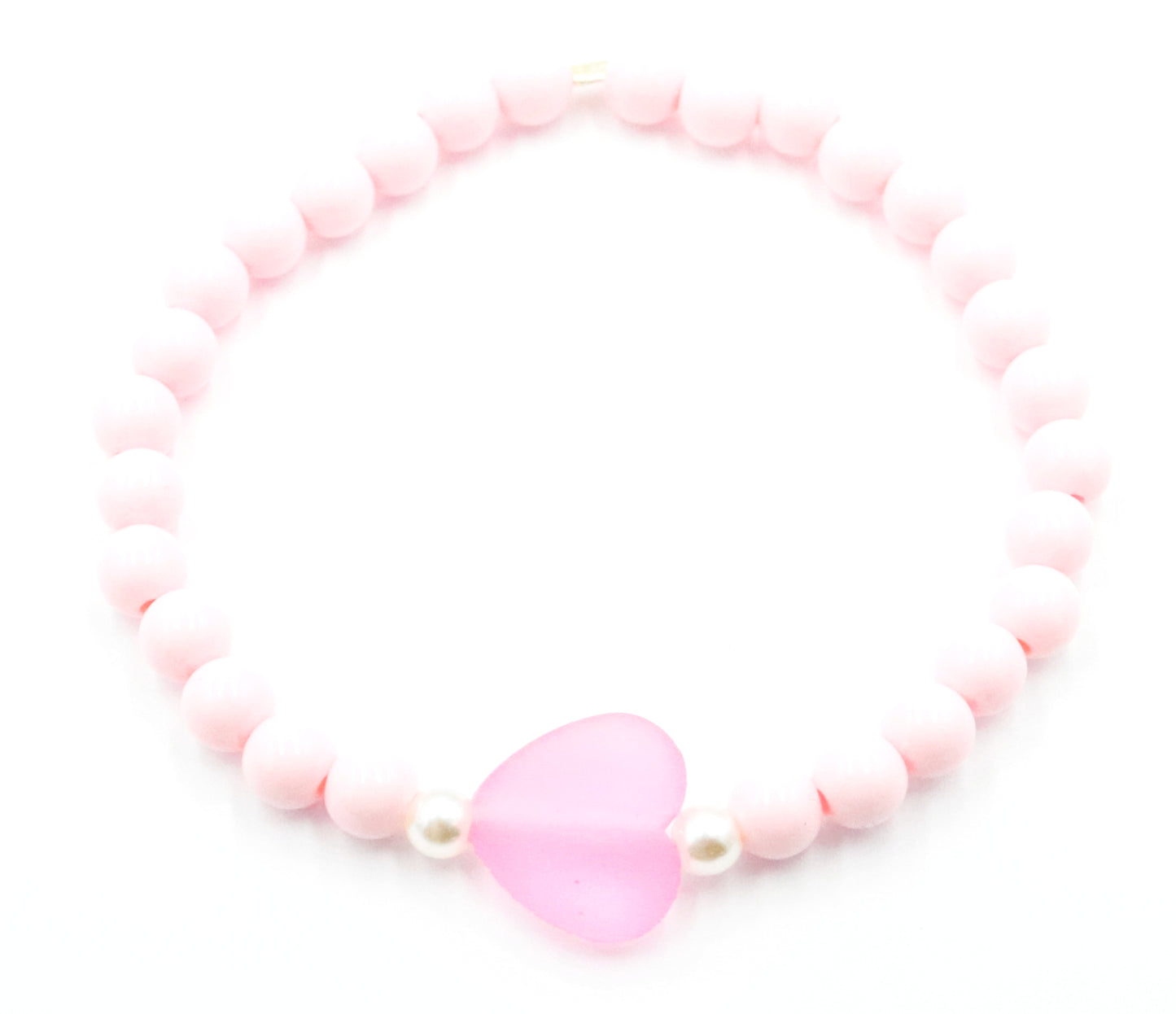 Life in Plastic - Love is Fantastic - Pink Heart & Pearl Women's Stretch Bracelet by Monkey's Mojo