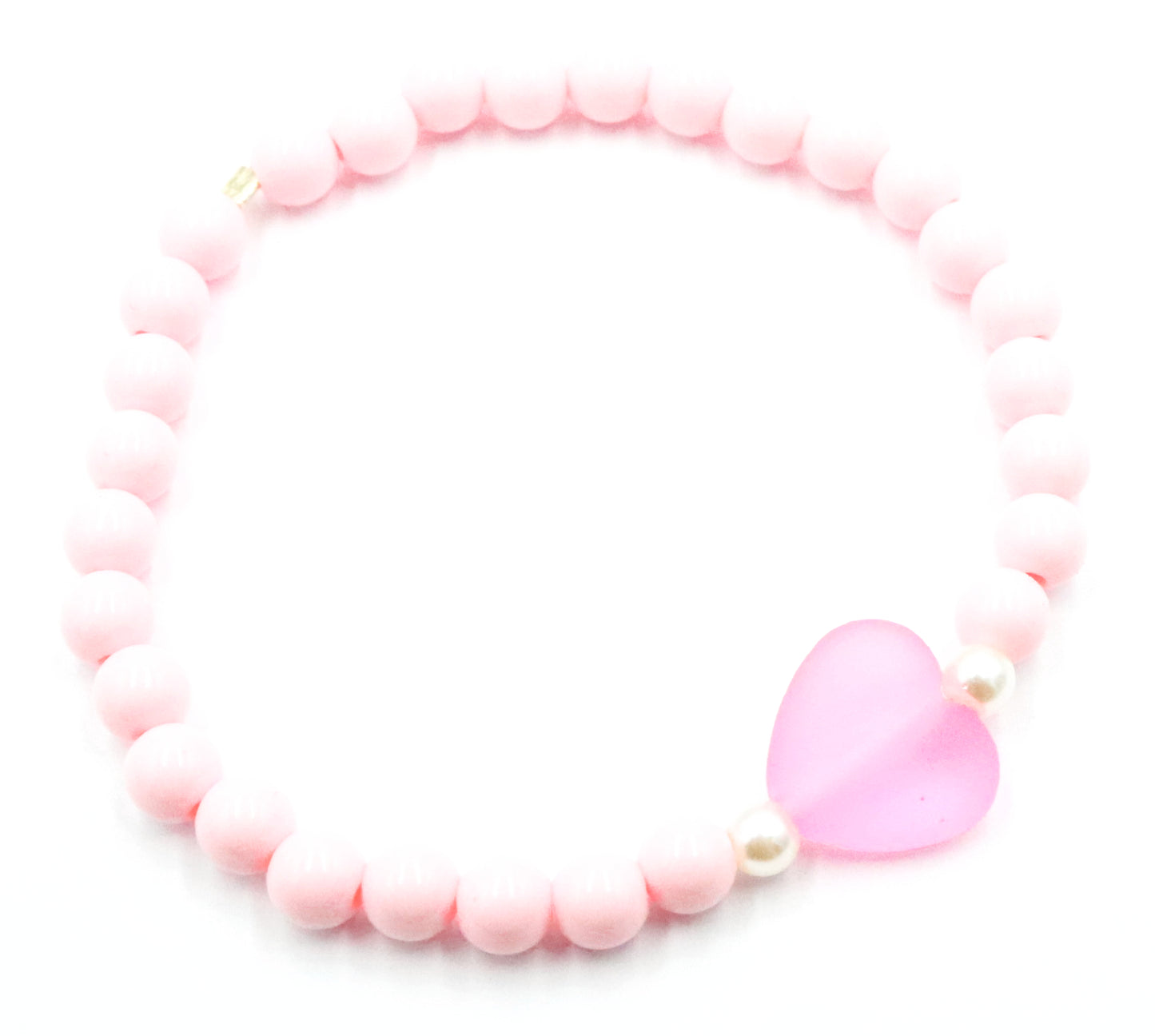 Life in Plastic - Love is Fantastic - Pink Heart & Pearl Women's Stretch Bracelet by Monkey's Mojo