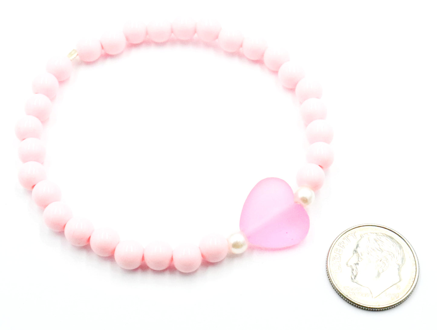 Life in Plastic - Love is Fantastic - Pink Heart & Pearl Women's Stretch Bracelet by Monkey's Mojo