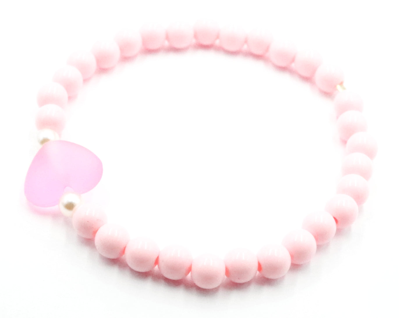 Life in Plastic - Love is Fantastic - Pink Heart & Pearl Women's Stretch Bracelet by Monkey's Mojo