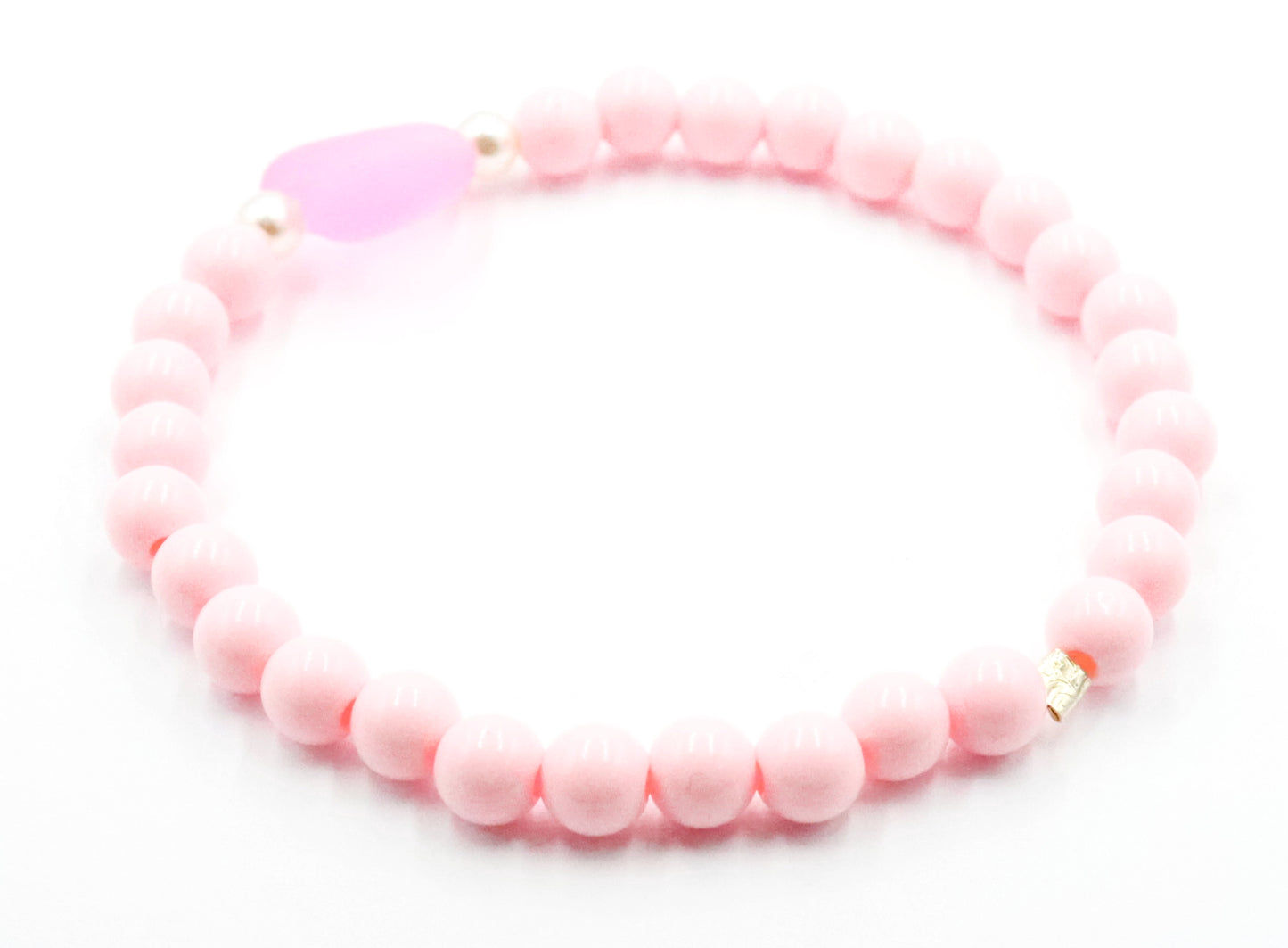 Life in Plastic - Love is Fantastic - Pink Heart & Pearl Women's Stretch Bracelet by Monkey's Mojo