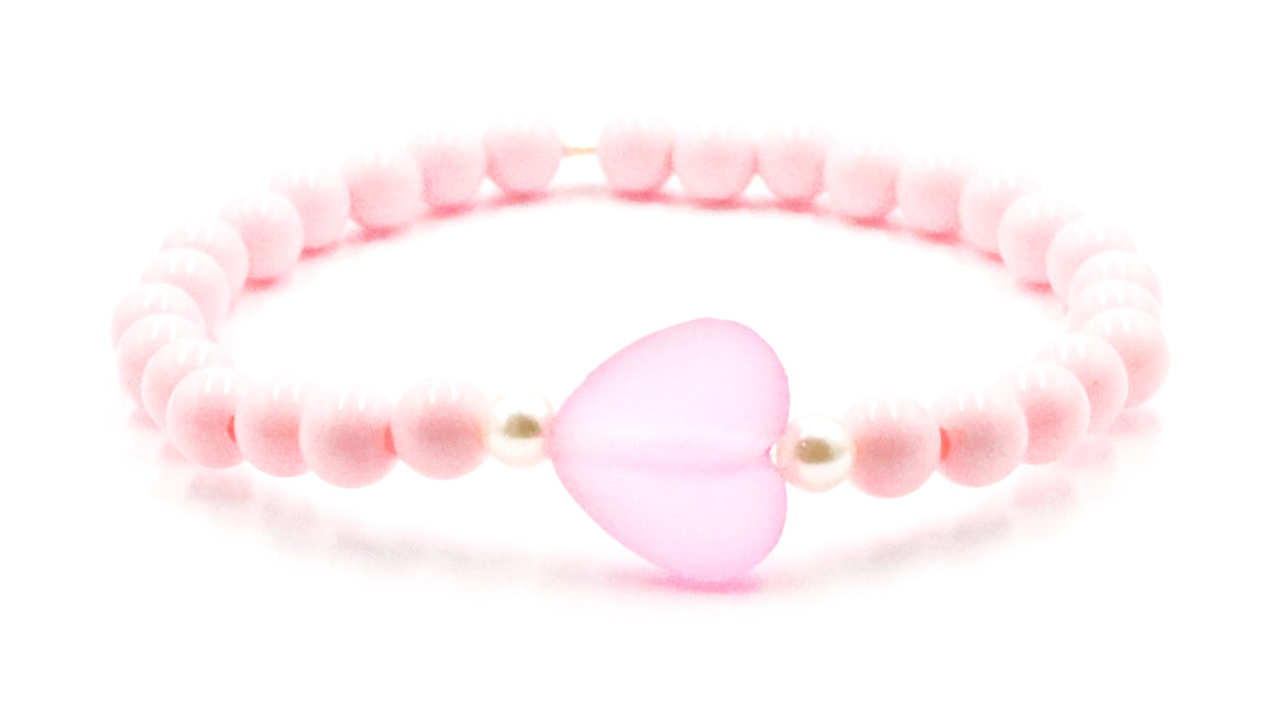 Life in Plastic - Love is Fantastic - Pink Heart & Pearl Women's Stretch Bracelet by Monkey's Mojo