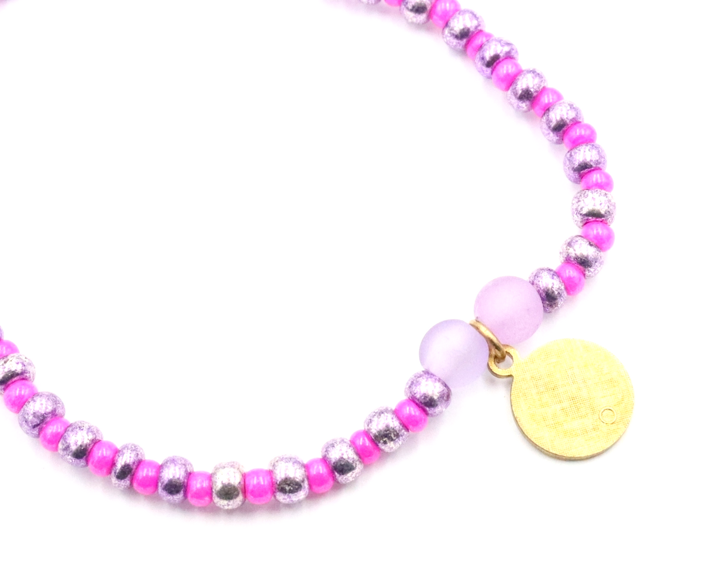 Butterfly Named Barbie Golden Tone Butterfly Charm with Purple and Pink Glass Beads Bracelet by Monkey's Mojo