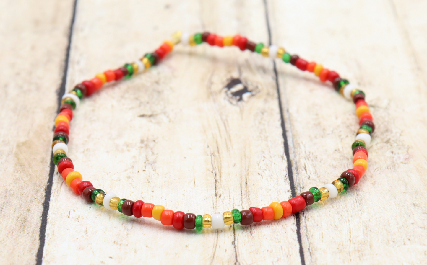 It's Turkey Time! Happy Thanksgiving and Autumn Hued Glass Bead Stack Bracelet by Monkey's Mojo