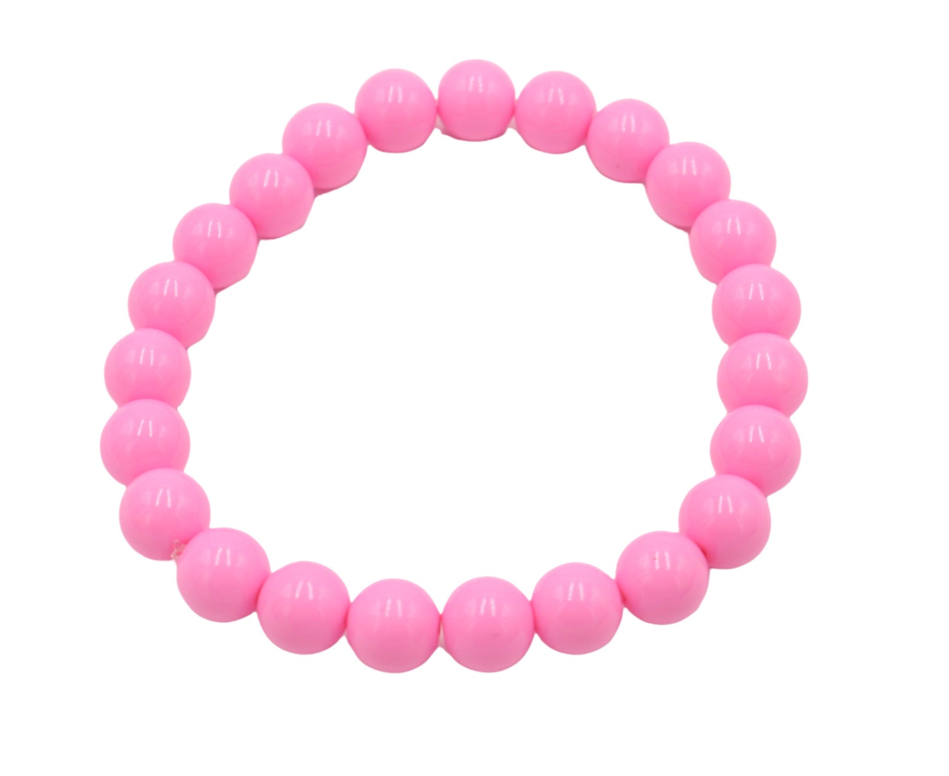 Pretty in Pink Vivid Baby Pink 8mm Round Glass Pink Beads Women's Boho Stack Stretch Bracelet 2022 VSCO - Monkeysmojo