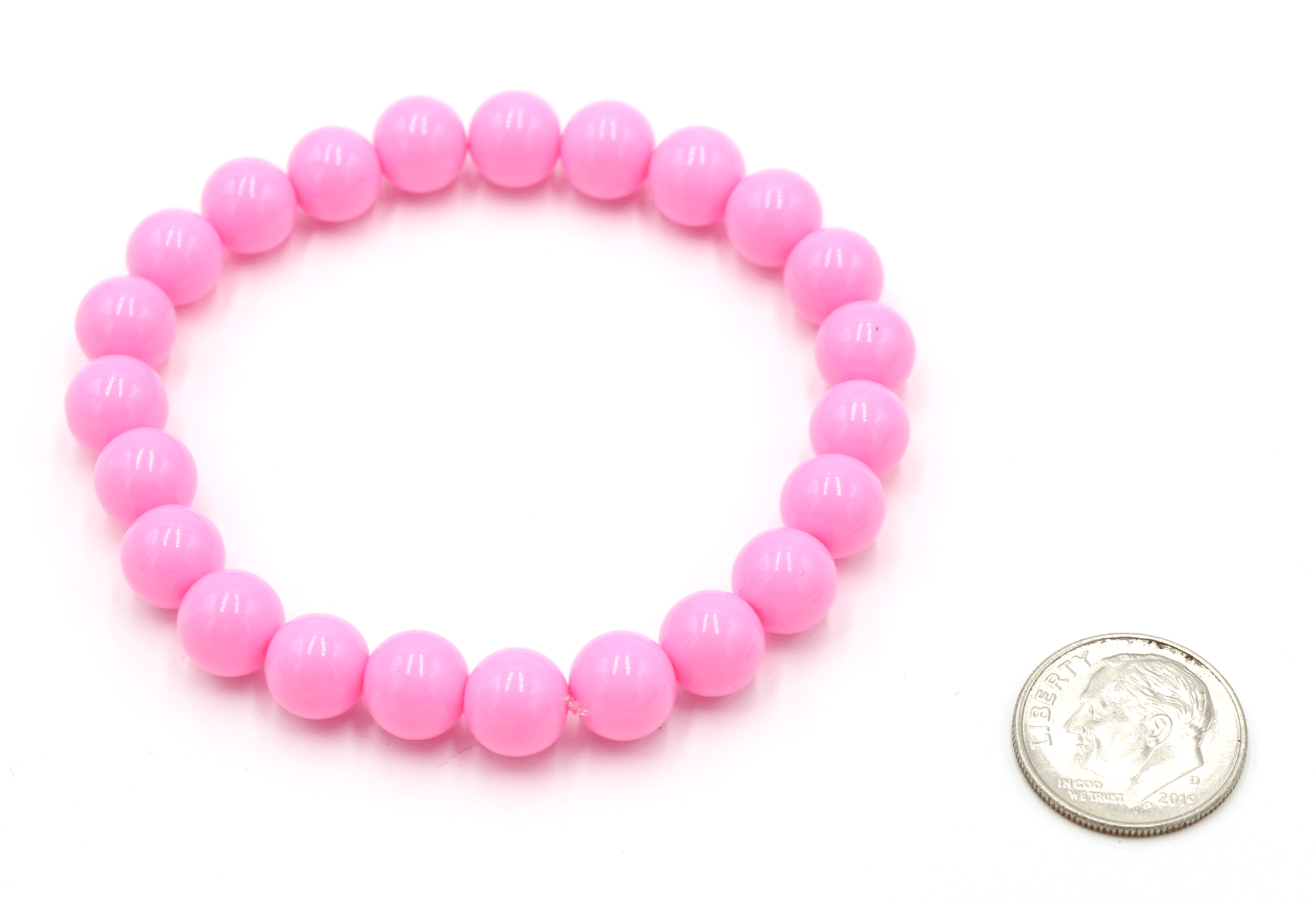 Pretty in Pink Vivid Baby Pink 8mm Round Glass Pink Beads Women's Boho Stack Stretch Bracelet 2022 VSCO - Monkeysmojo
