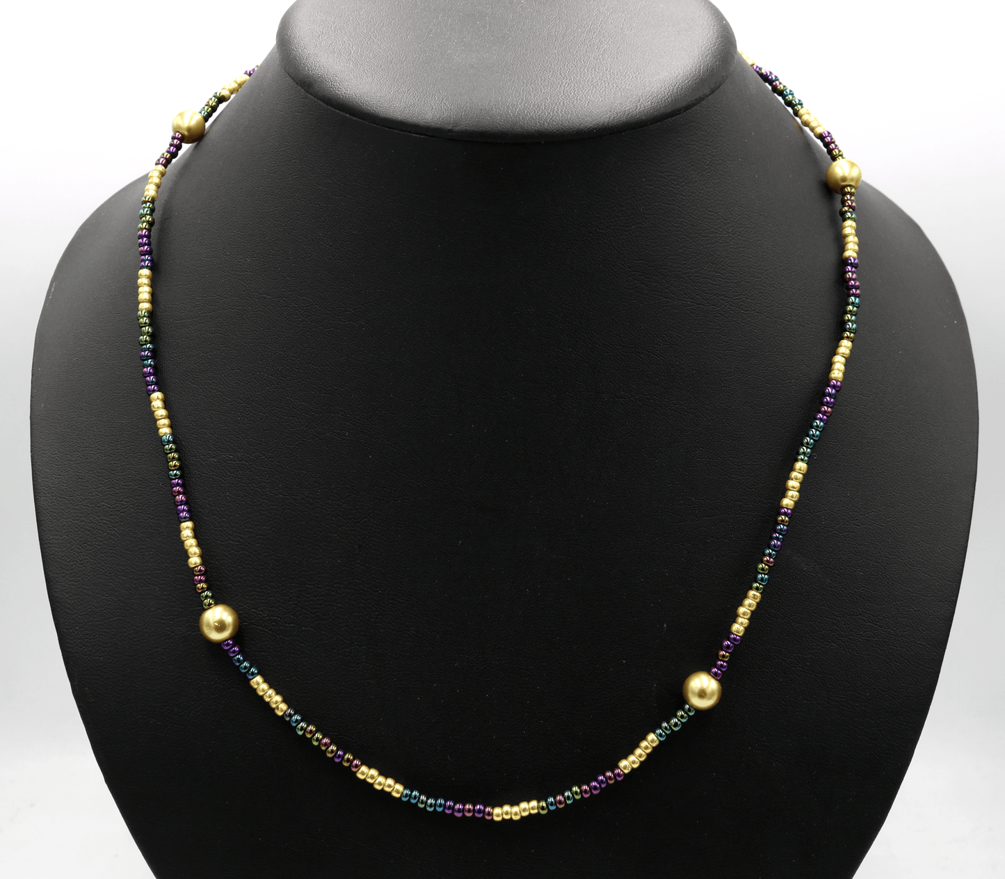 Mardi Gras Purple Green and Gold Women's Medium Single Bon Temps Rouler Strained 11" Necklace Boho Accent Necklace Fun 2022 Gift - Monkeysmojo