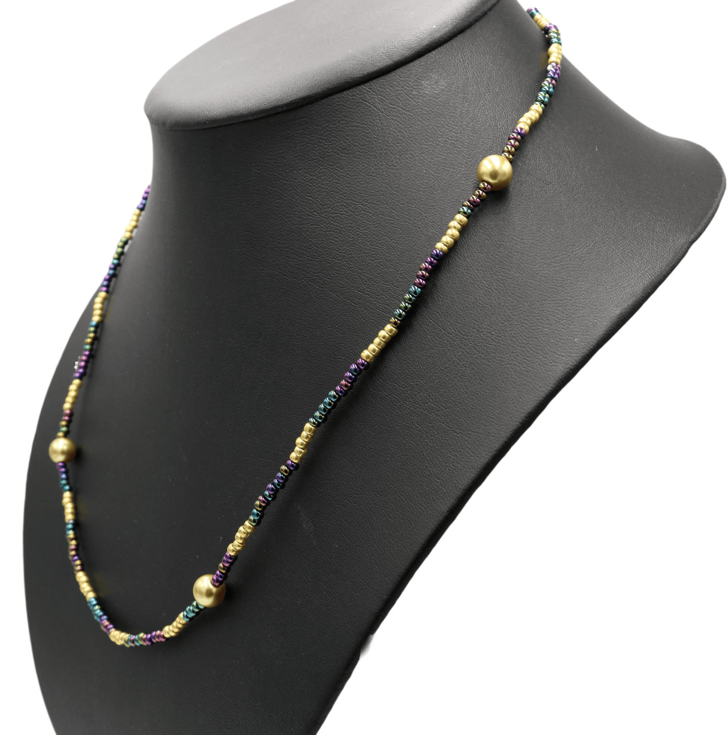 Mardi Gras Purple Green and Gold Women's Medium Single Bon Temps Rouler Strained 11" Necklace Boho Accent Necklace Fun 2022 Gift - Monkeysmojo