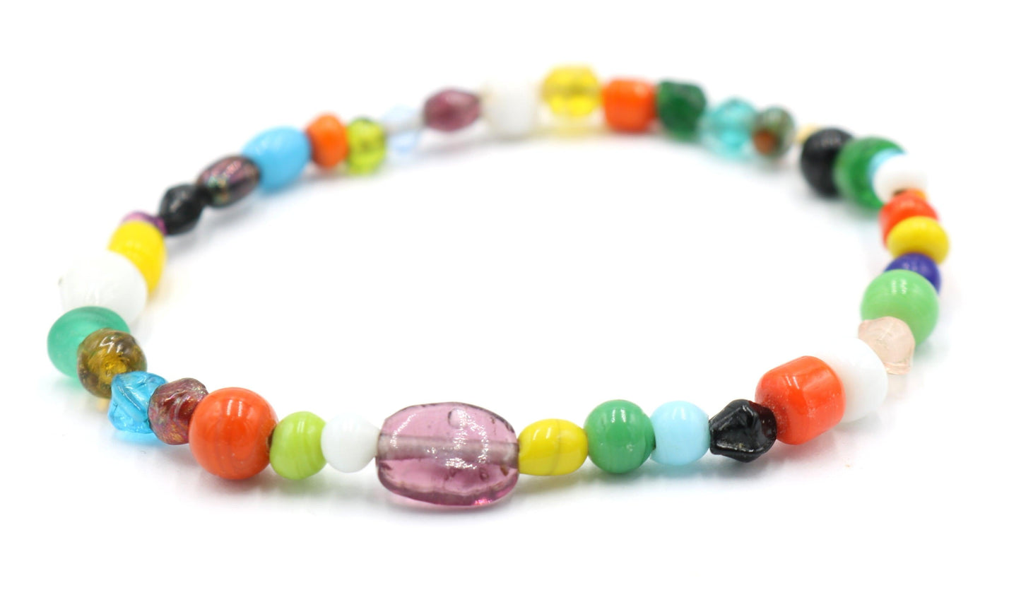 An Assortment of A Variety of Bead Women's Glass Bead Stretch Bracelet - Monkeysmojo