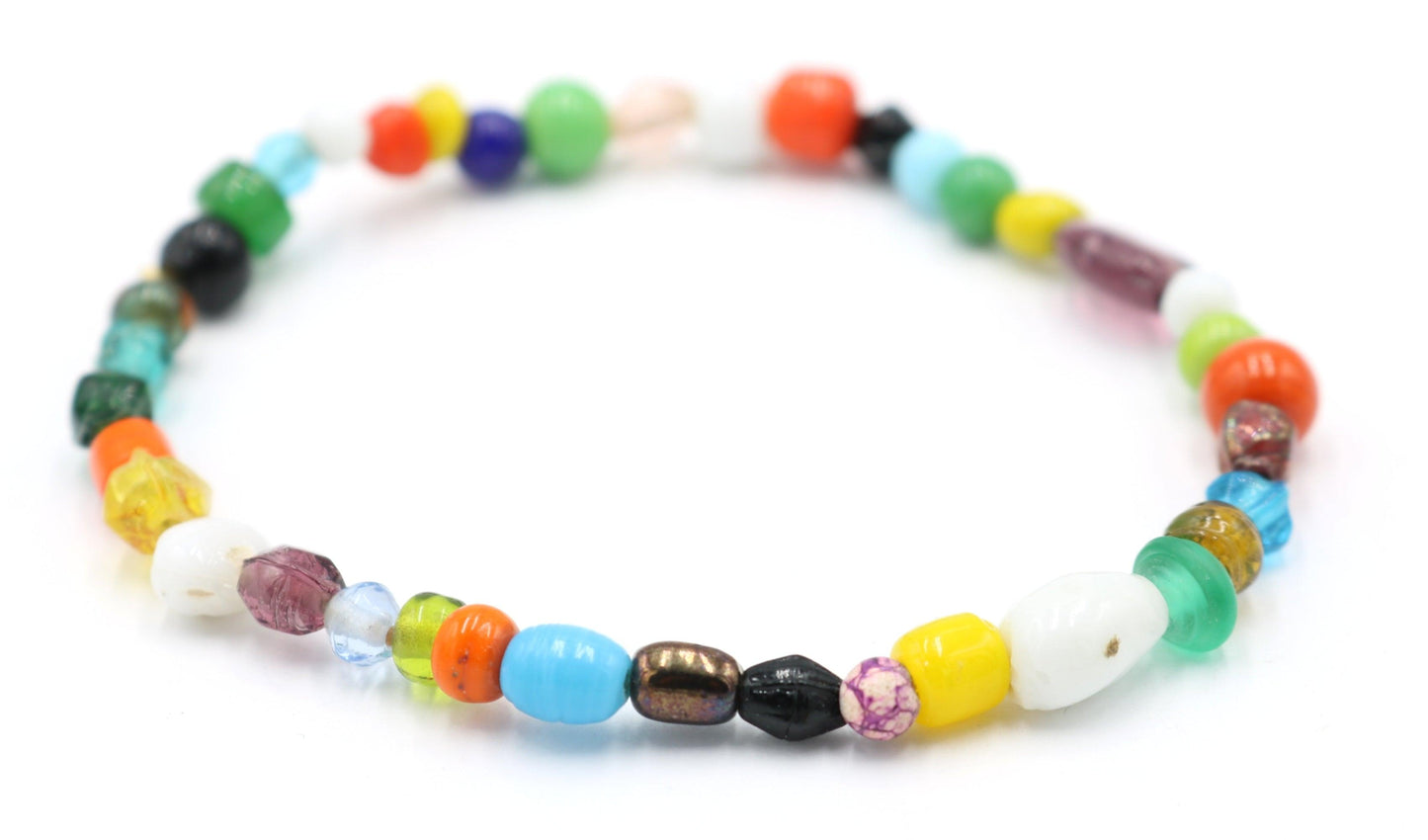 An Assortment of A Variety of Bead Women's Glass Bead Stretch Bracelet - Monkeysmojo