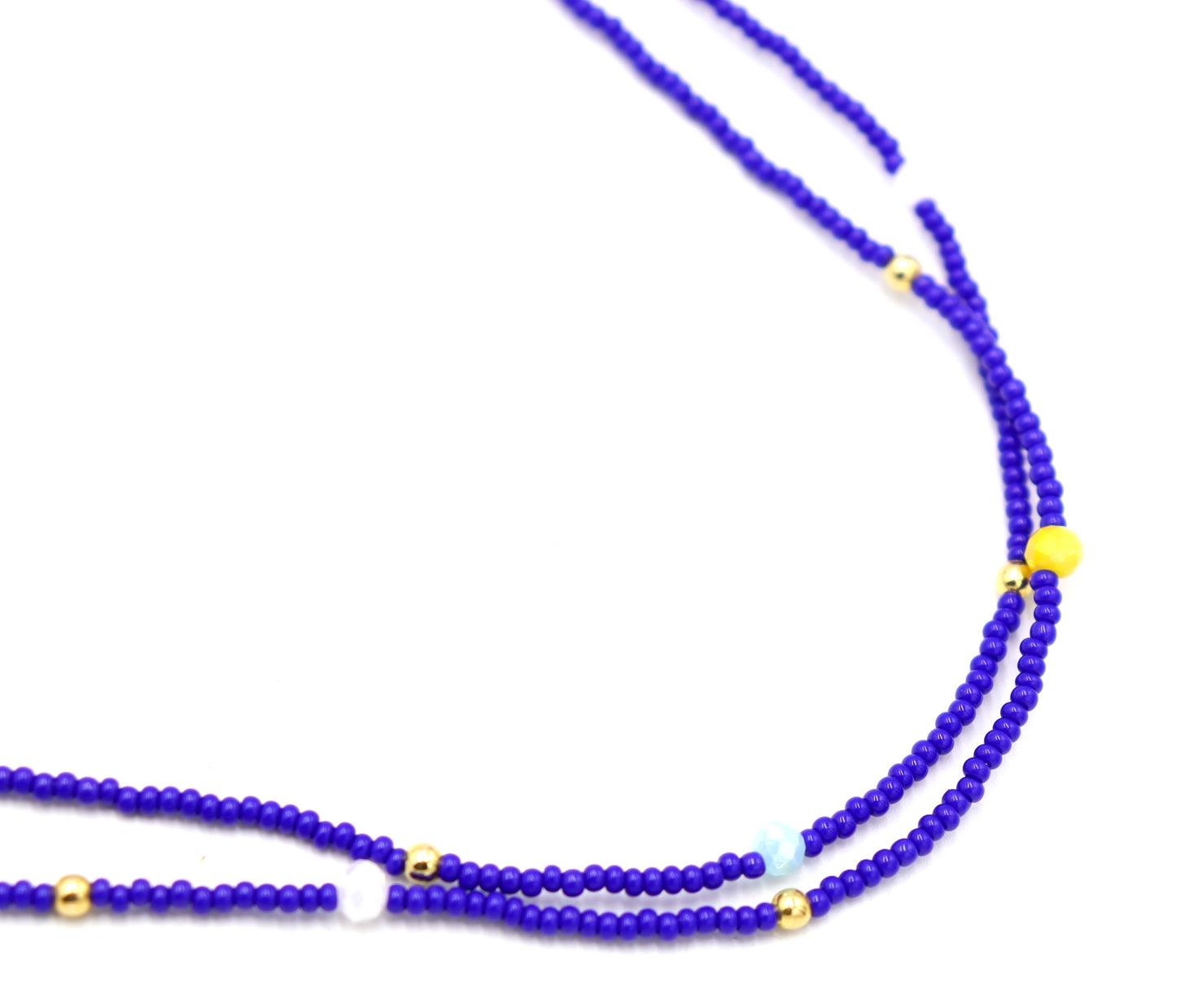 Blue Skies and Faceted Orbs of Colorful Light Approximately 52" Long Women's Royal Blue Long Glass Necklace by Monkey's Mojo