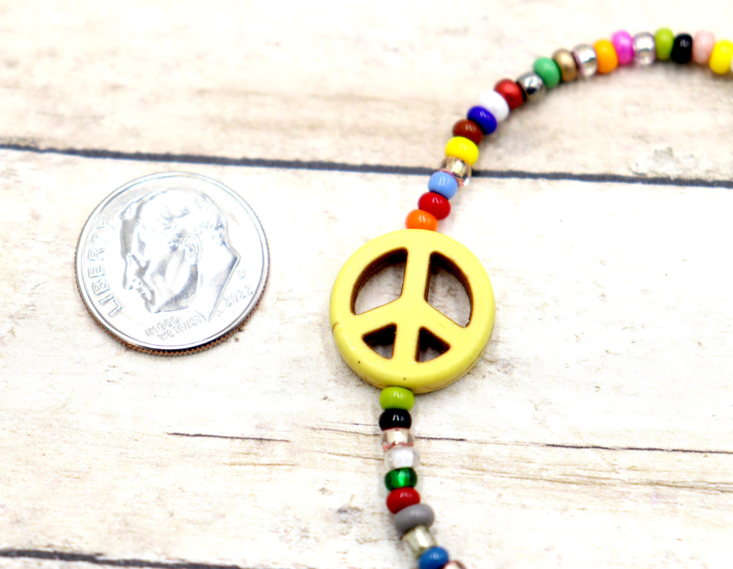 Holler For Howlite Yellow Joy and Peace Be to You Assorted Seed Bead Glass Bracelet by Monkey's Mojo