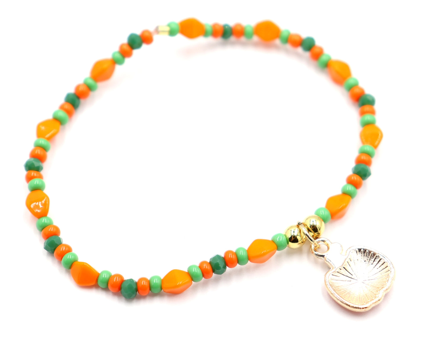 Orange and Green Scream Scary Craved Pumpkin Charm Bracelet by Monkey's Mojo Jewelry