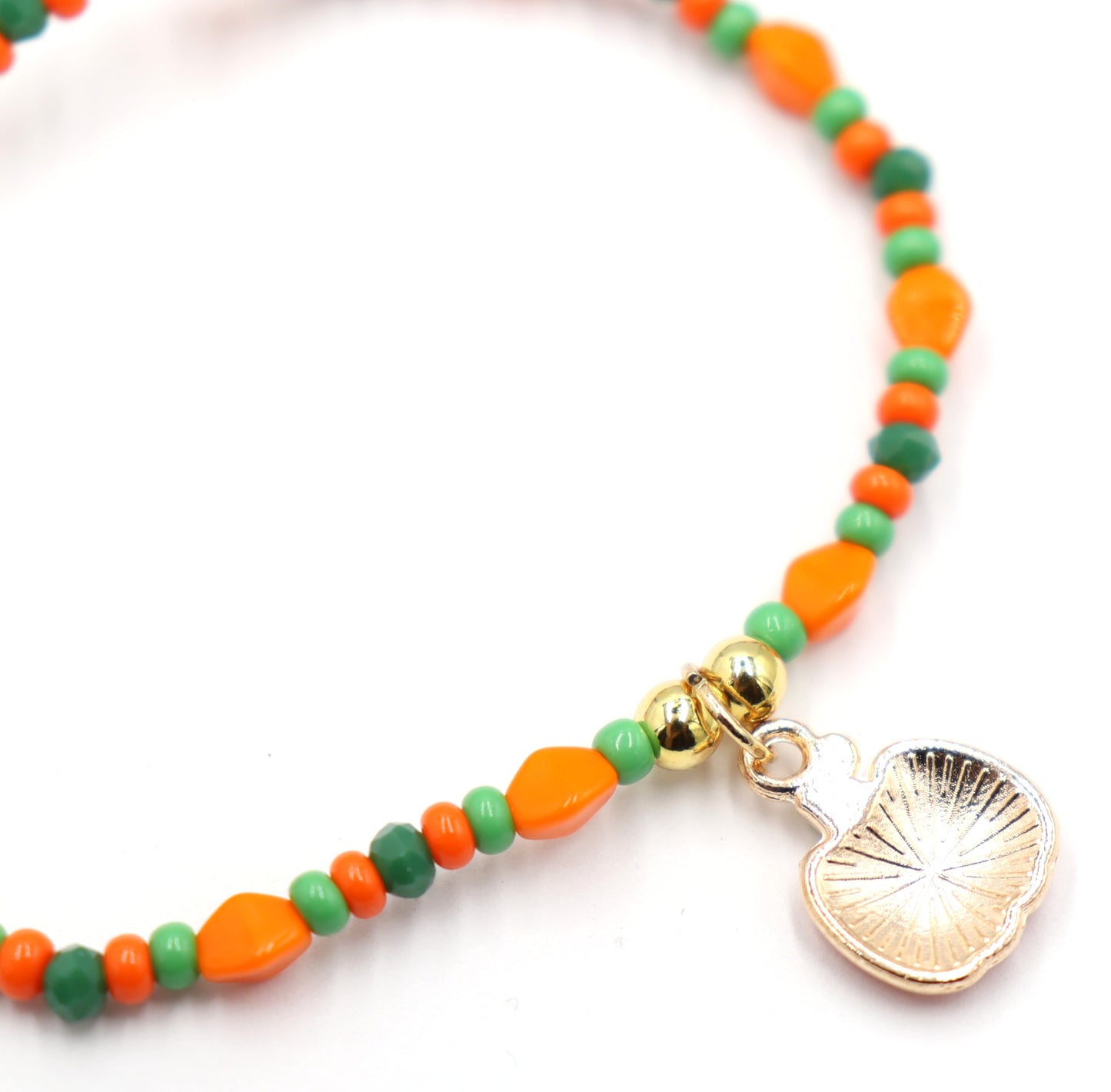 Orange and Green Scream Scary Craved Pumpkin Charm Bracelet by Monkey's Mojo Jewelry
