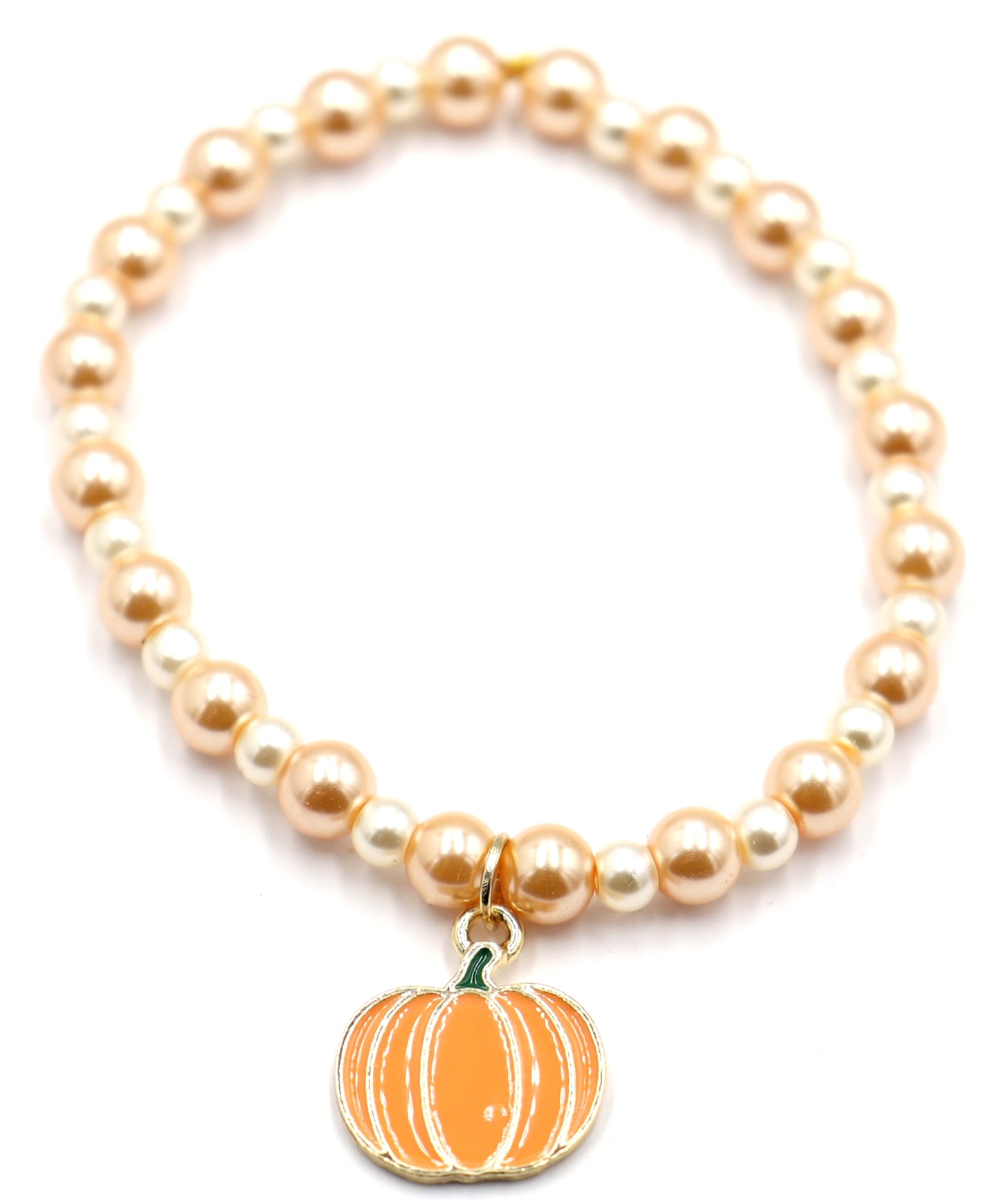 Pastels, Pearls and Pumpkin Bracelet - Girly and Classic Halloween Reimagined Bracelet by Monkey's Mojo