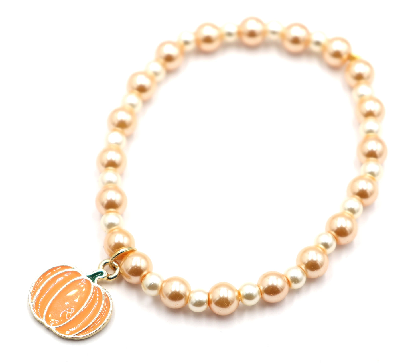 Pastels, Pearls and Pumpkin Bracelet - Girly and Classic Halloween Reimagined Bracelet by Monkey's Mojo