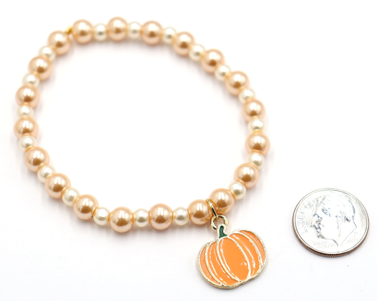 Pastels, Pearls and Pumpkin Bracelet - Girly and Classic Halloween Reimagined Bracelet by Monkey's Mojo