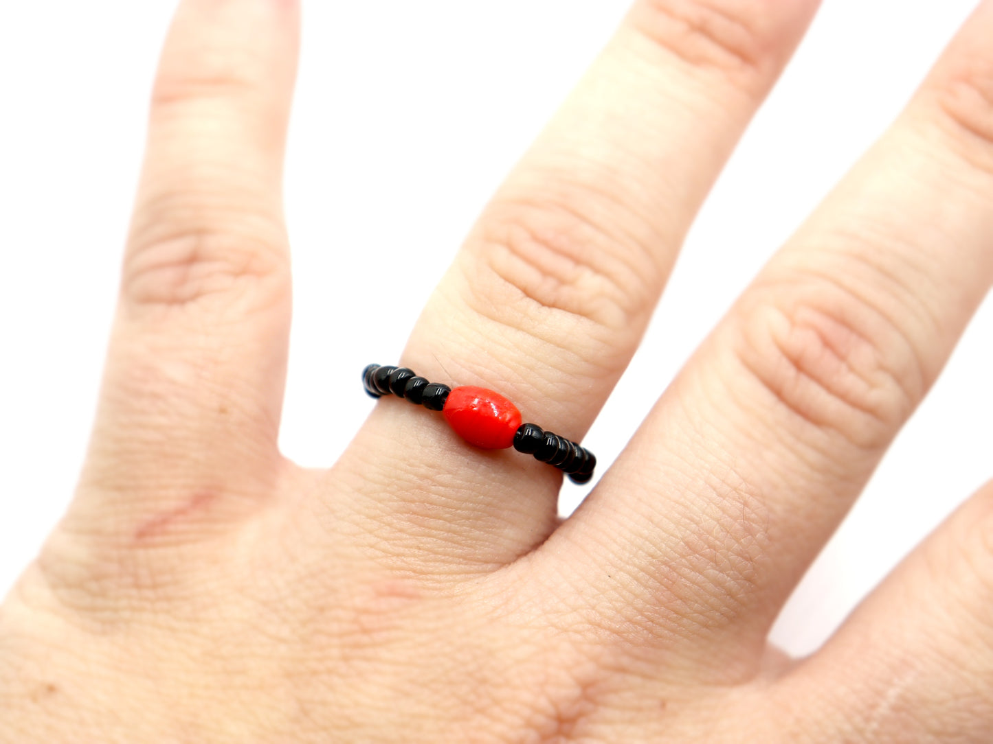 Happy Halloween Ring Classic Fun Orange and Black Stretch Glass Finger Ring by Monkey's Mojo