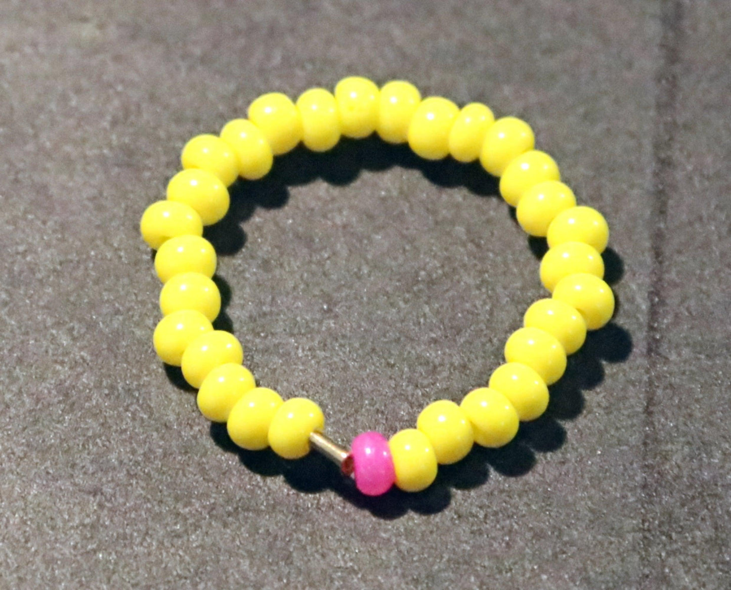 Electric Pink Lemonade Finger Bling - Glass Stretch Bead Ring - Monkeysmojo