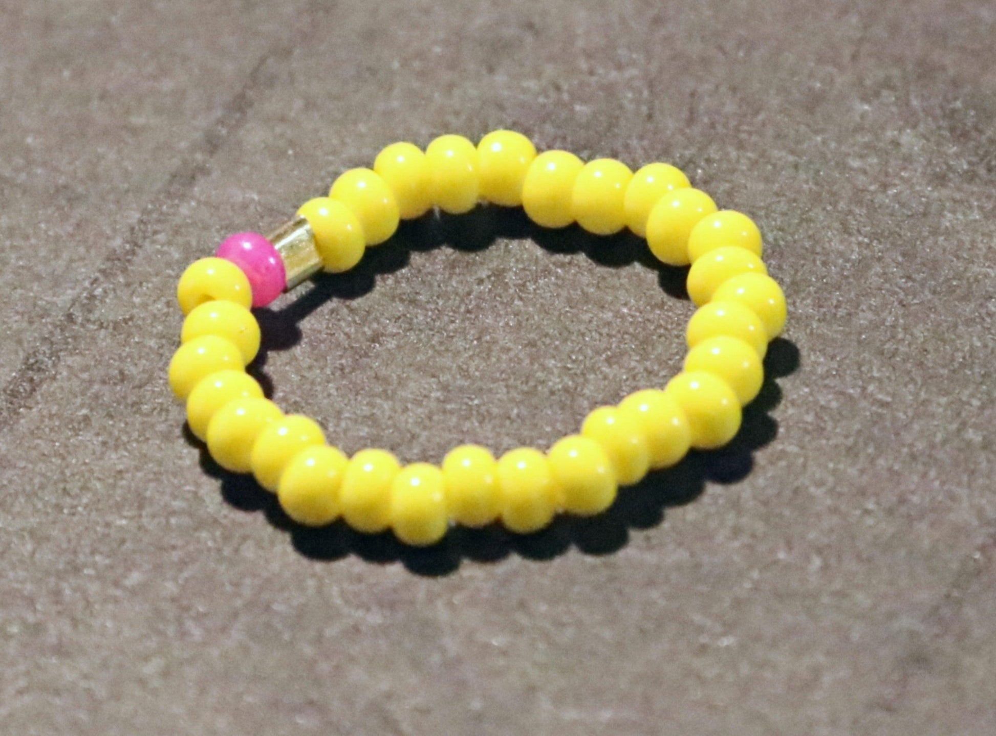 Electric Pink Lemonade Finger Bling - Glass Stretch Bead Ring - Monkeysmojo