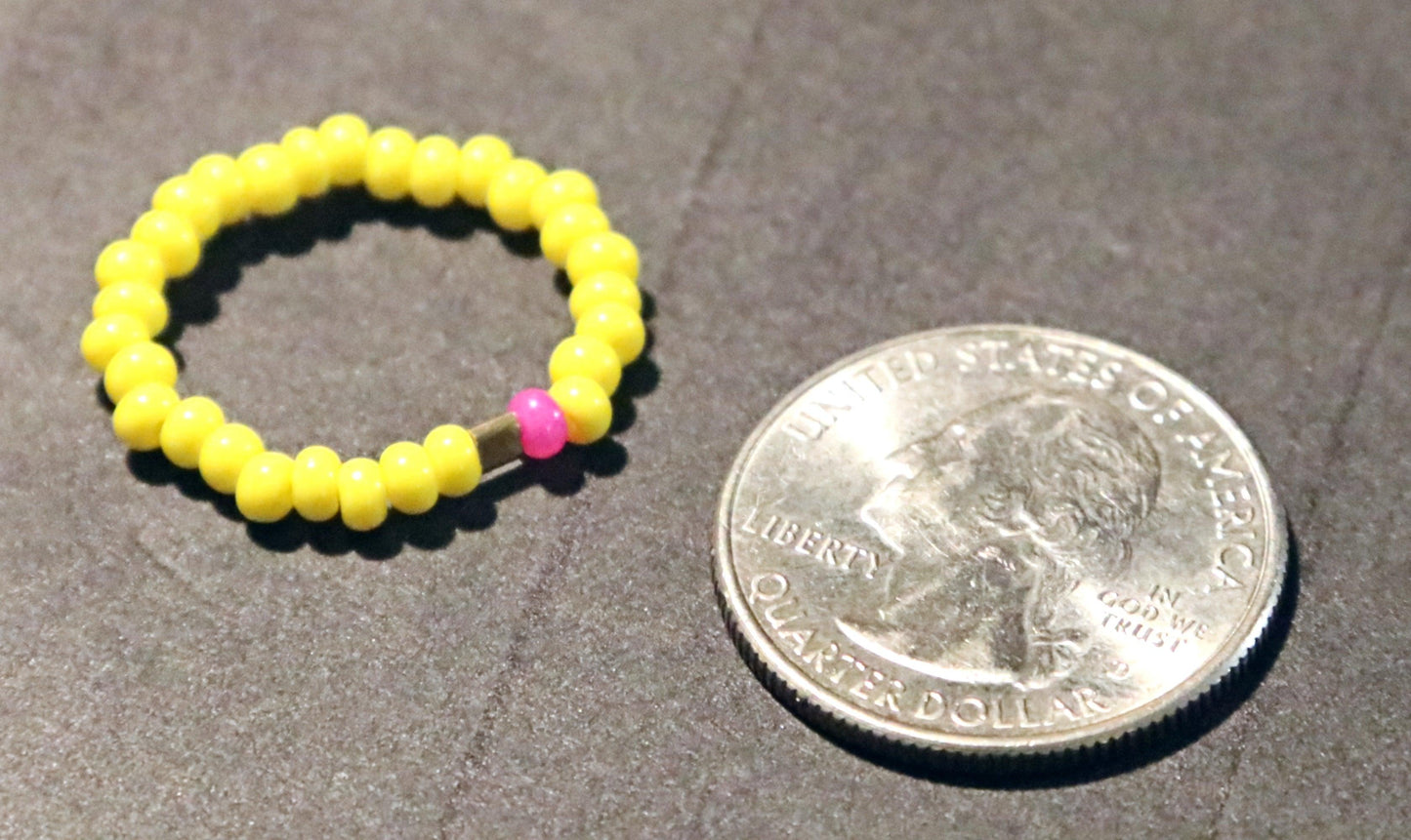 Electric Pink Lemonade Finger Bling - Glass Stretch Bead Ring - Monkeysmojo