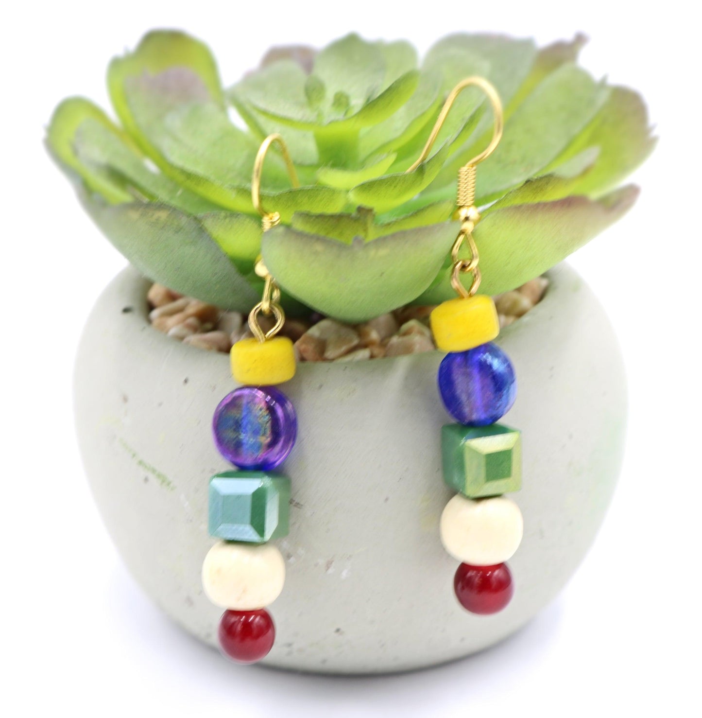 Your Old Art Teacher Wants Her Earrings Back Fun Funky One of A Kind Primary Color YBGWR Earrings - Monkeysmojo