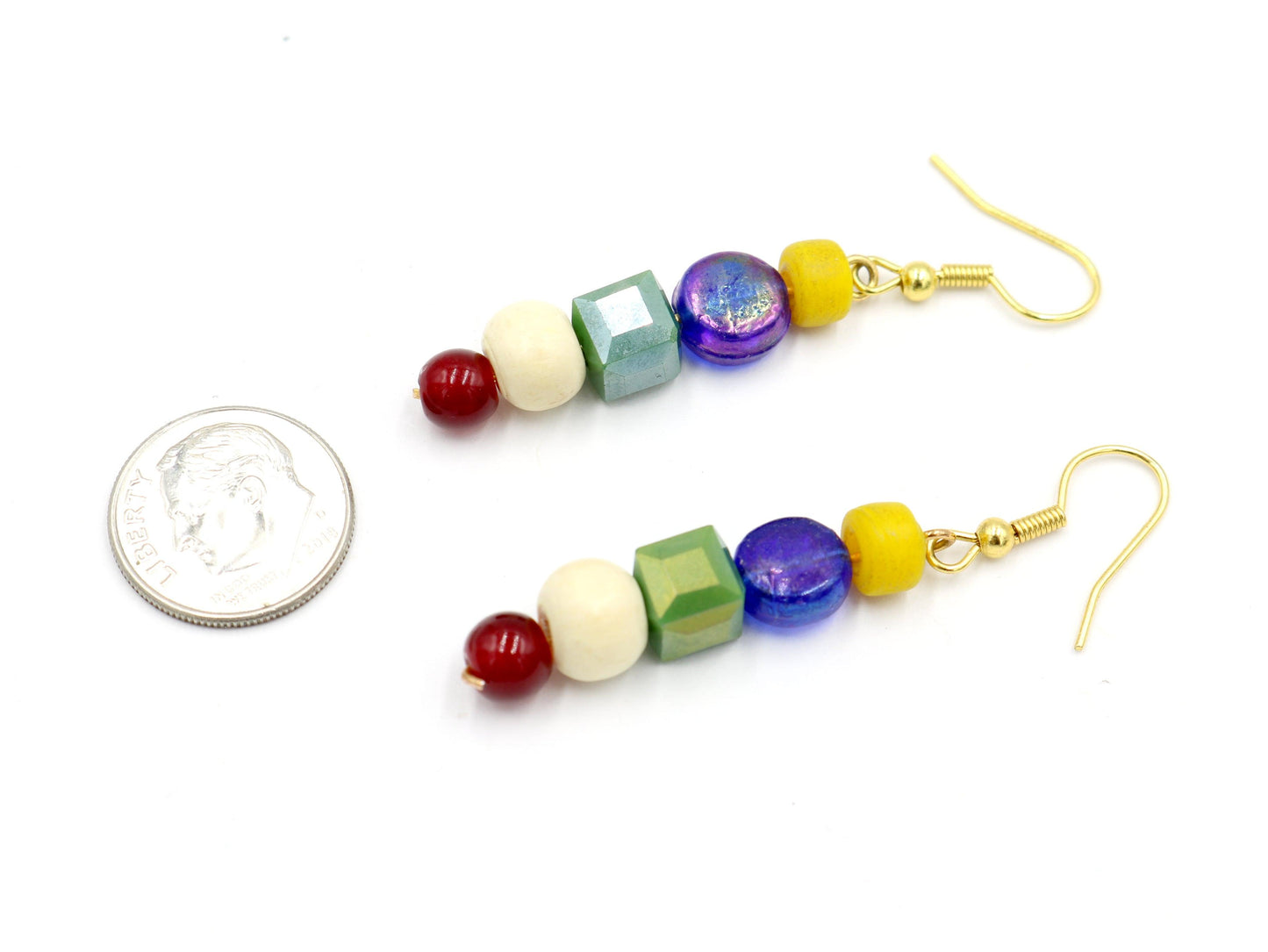 Your Old Art Teacher Wants Her Earrings Back Fun Funky One of A Kind Primary Color YBGWR Earrings - Monkeysmojo