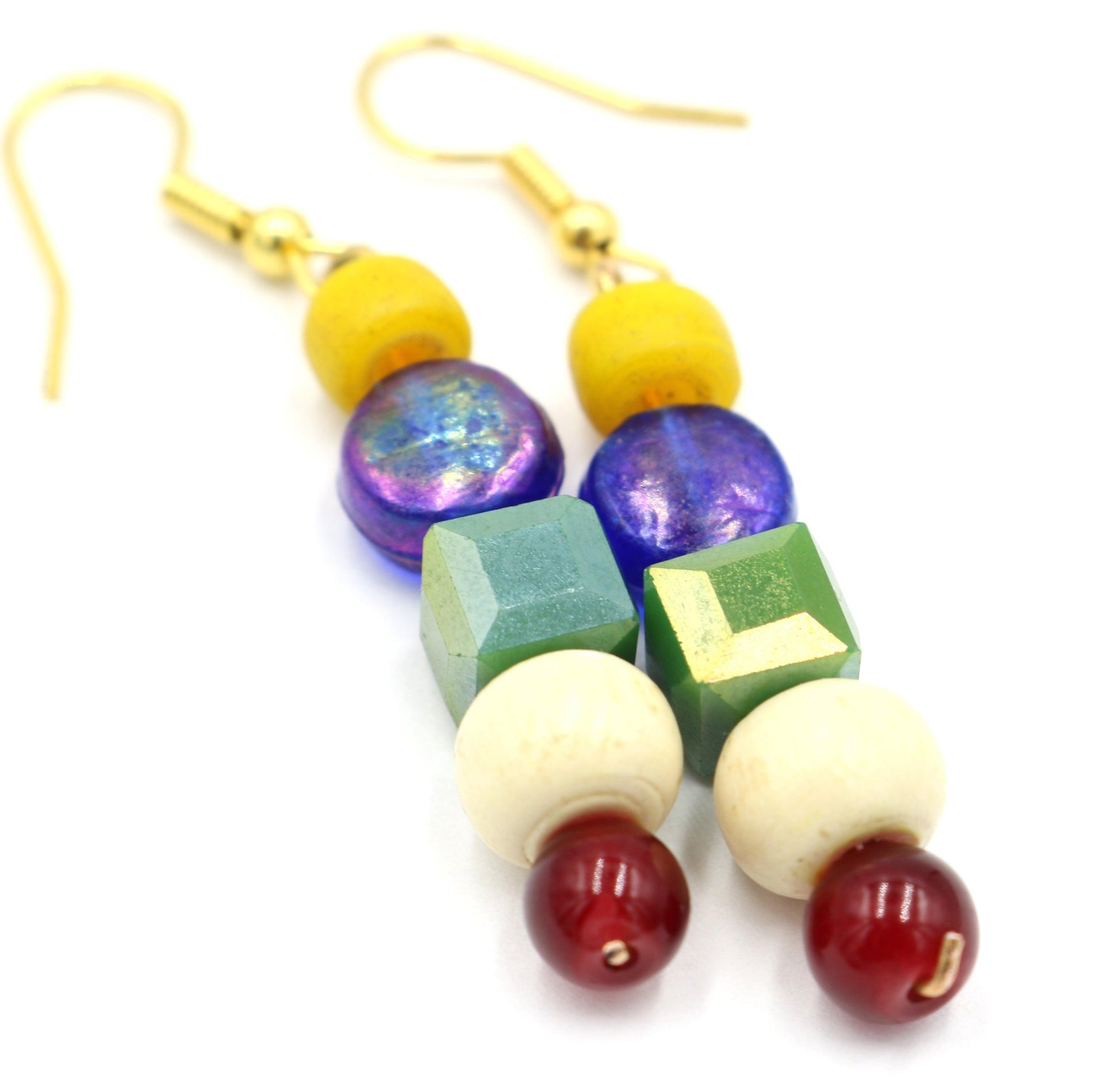 Your Old Art Teacher Wants Her Earrings Back Fun Funky One of A Kind Primary Color YBGWR Earrings - Monkeysmojo