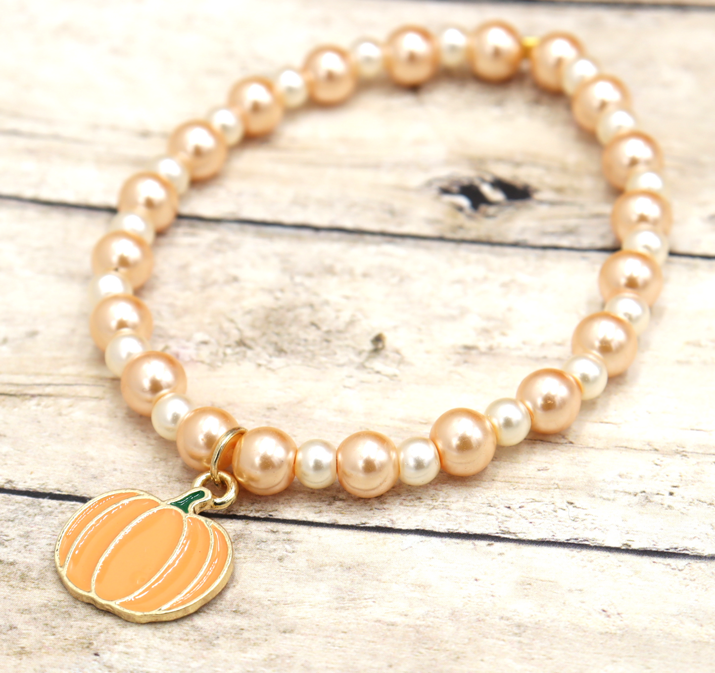 Pastels, Pearls and Pumpkin Bracelet - Girly and Classic Halloween Reimagined Bracelet by Monkey's Mojo