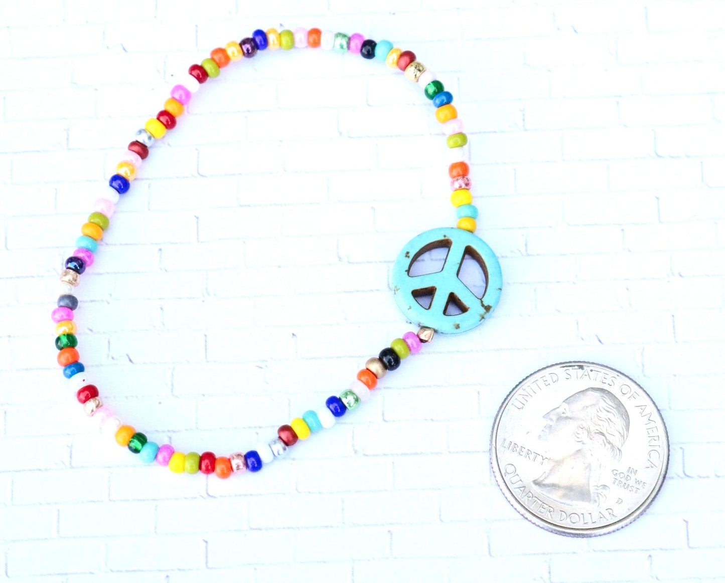 Holler For Howlite Turquoise Blue Peace Be to You Assorted Seed Bead Glass Bracelet - Monkeysmojo