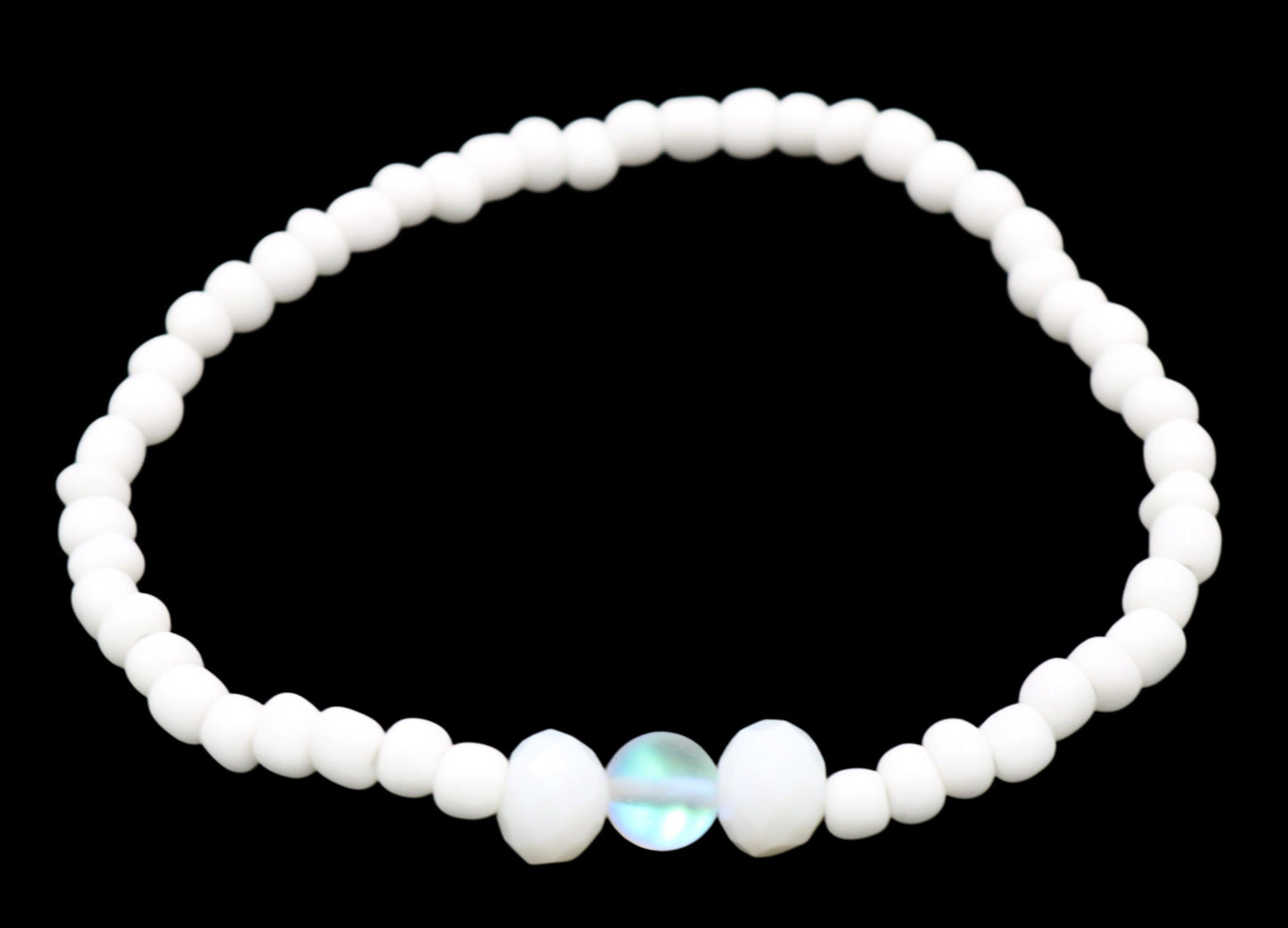 White Sea Foam and Mermaid Scales Women's Glass Bracelet - Monkeysmojo