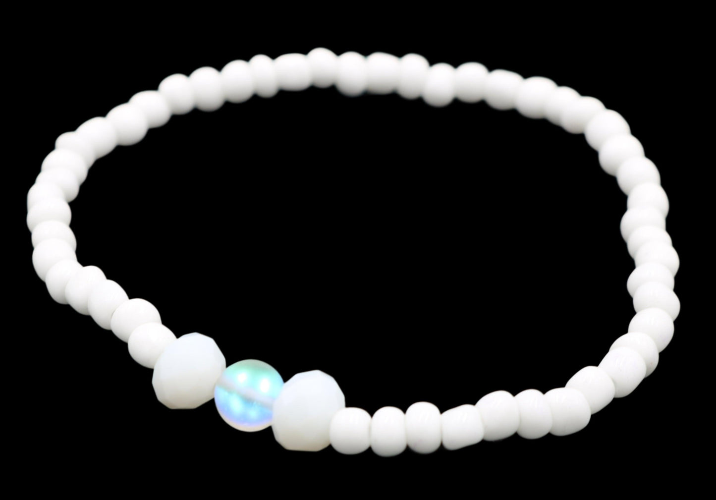 White Sea Foam and Mermaid Scales Women's Glass Bracelet - Monkeysmojo