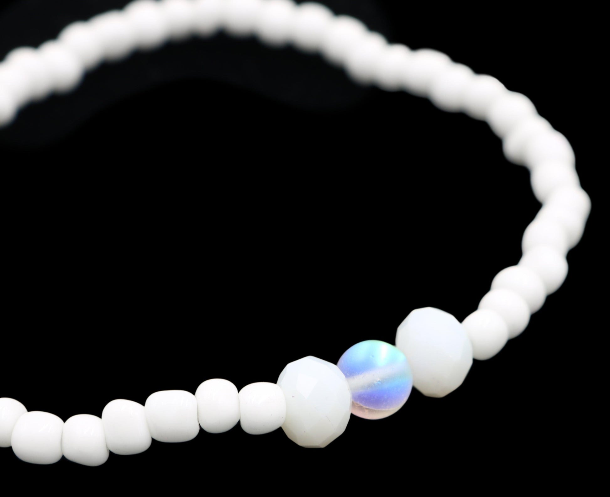 White Sea Foam and Mermaid Scales Women's Glass Bracelet - Monkeysmojo