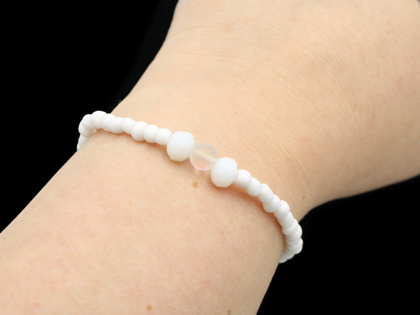 White Sea Foam and Mermaid Scales Women's Glass Bracelet - Monkeysmojo