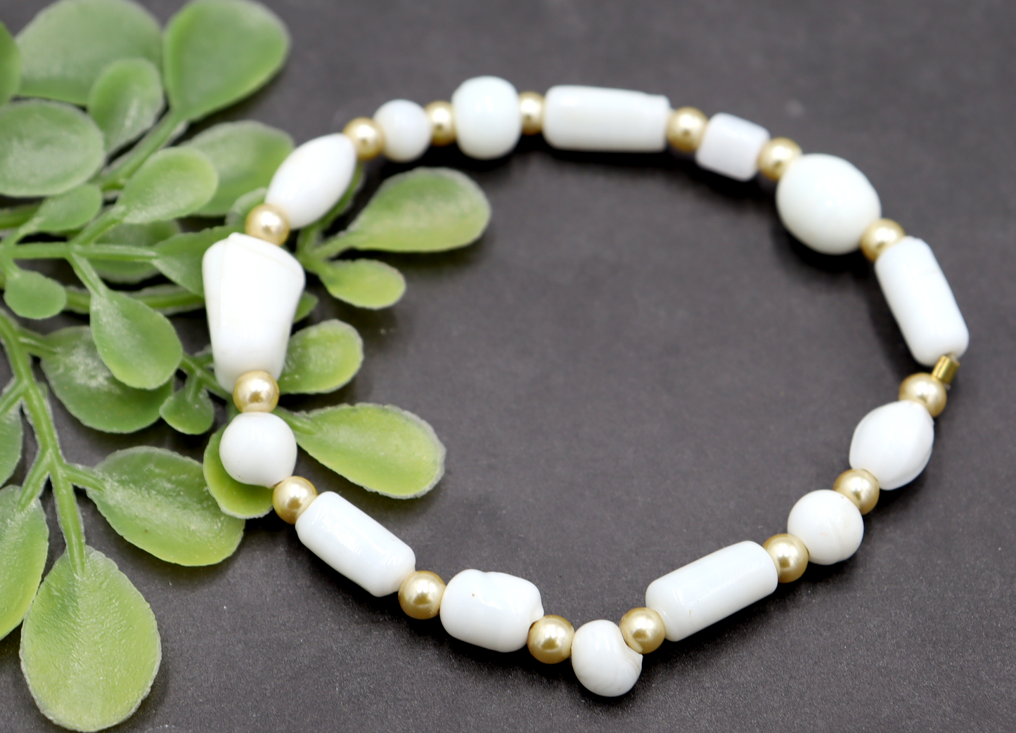 Pale Golden Pearls and Angelic White Artisan Glass Handmade Beaded Bracelet by Monkey's Mojo