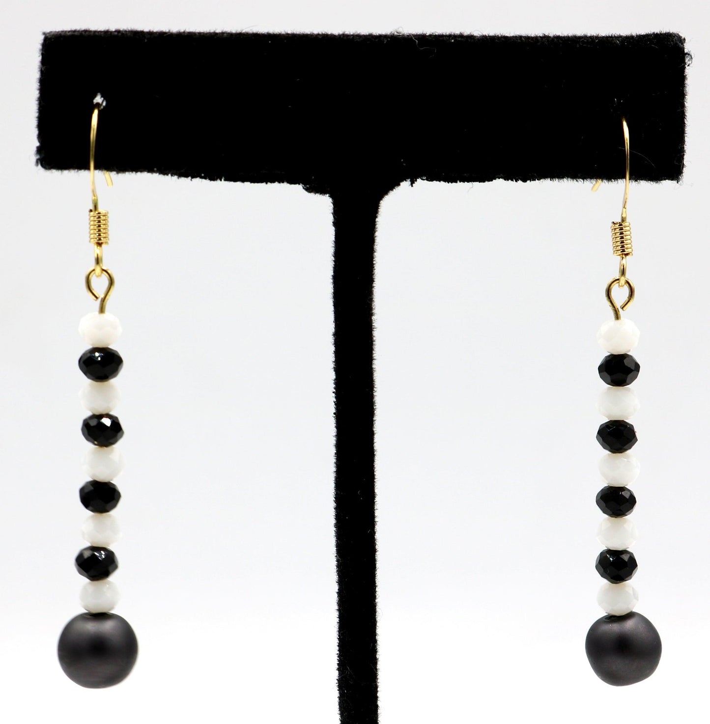 Black and White, Black and White, Black and White Glass Dangle Earrings - Monkeysmojo