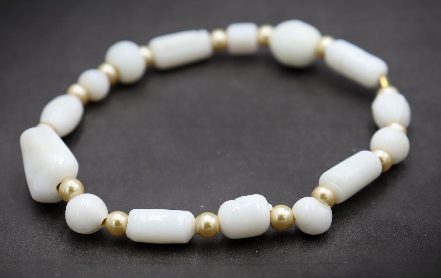 Pale Golden Pearls and Angelic White Artisan Glass Handmade Beaded Bracelet by Monkey's Mojo