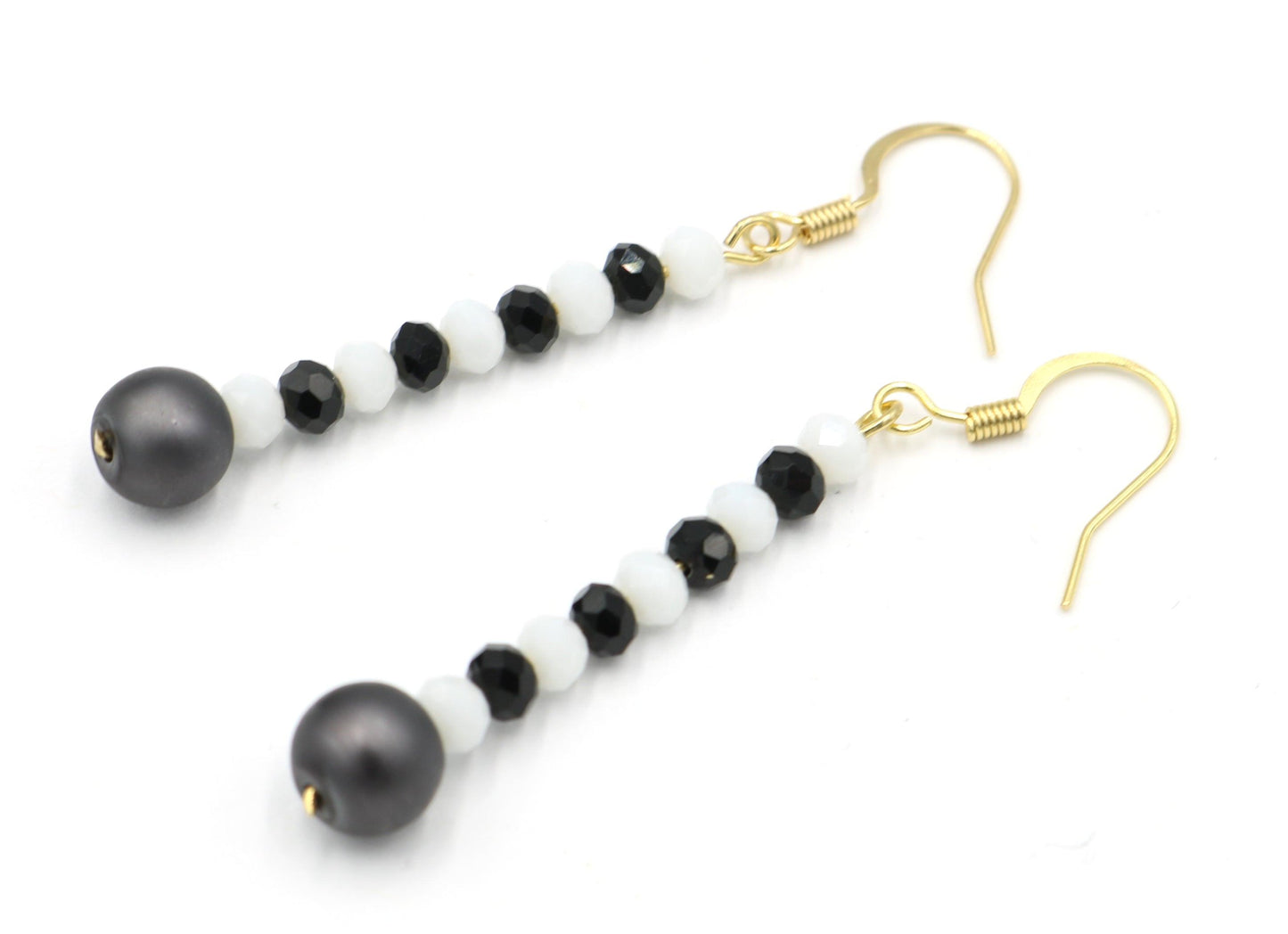 Black and White, Black and White, Black and White Glass Dangle Earrings - Monkeysmojo