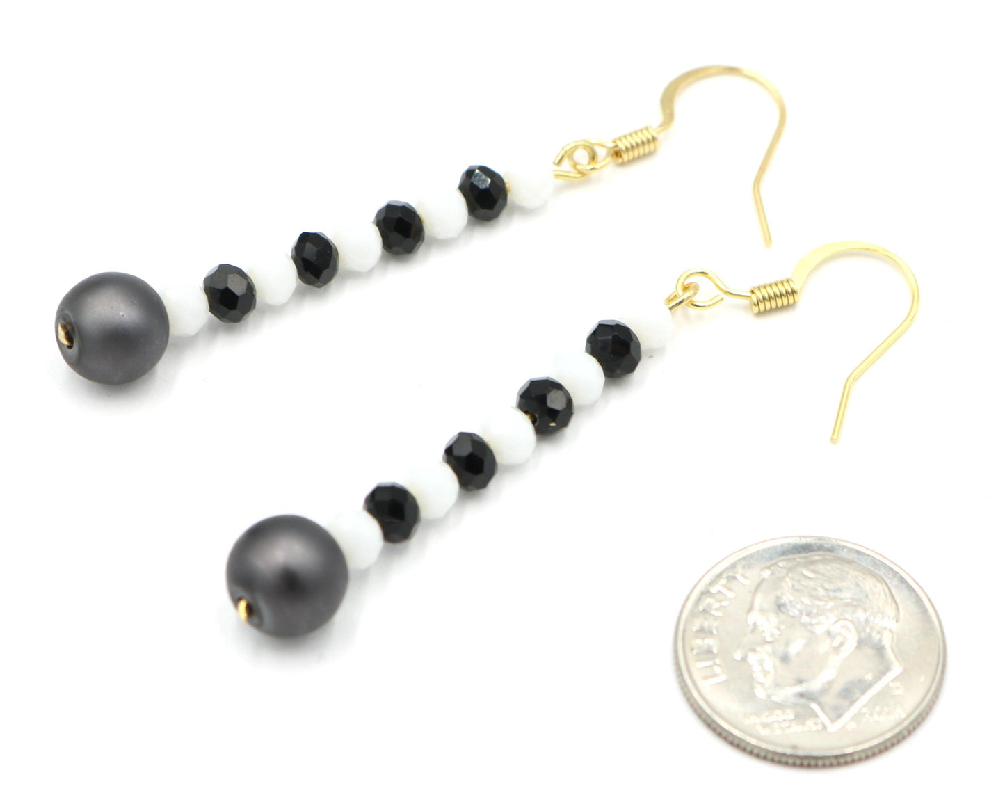 Black and White, Black and White, Black and White Glass Dangle Earrings - Monkeysmojo