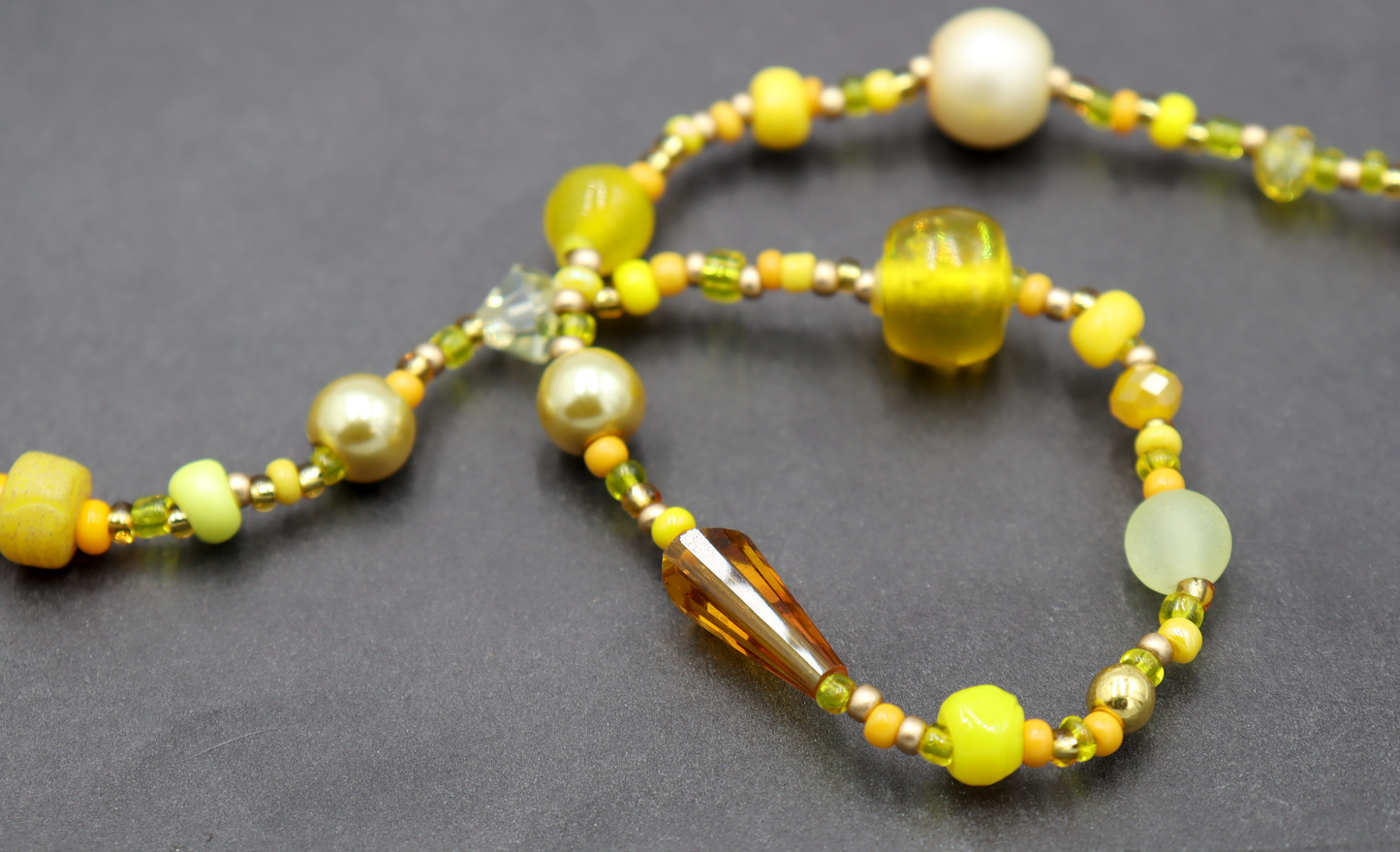 Call Me Mellow Yellow Long 36" Single Strand All Shades of Yellow Party Necklace by Monkey’s Mojo