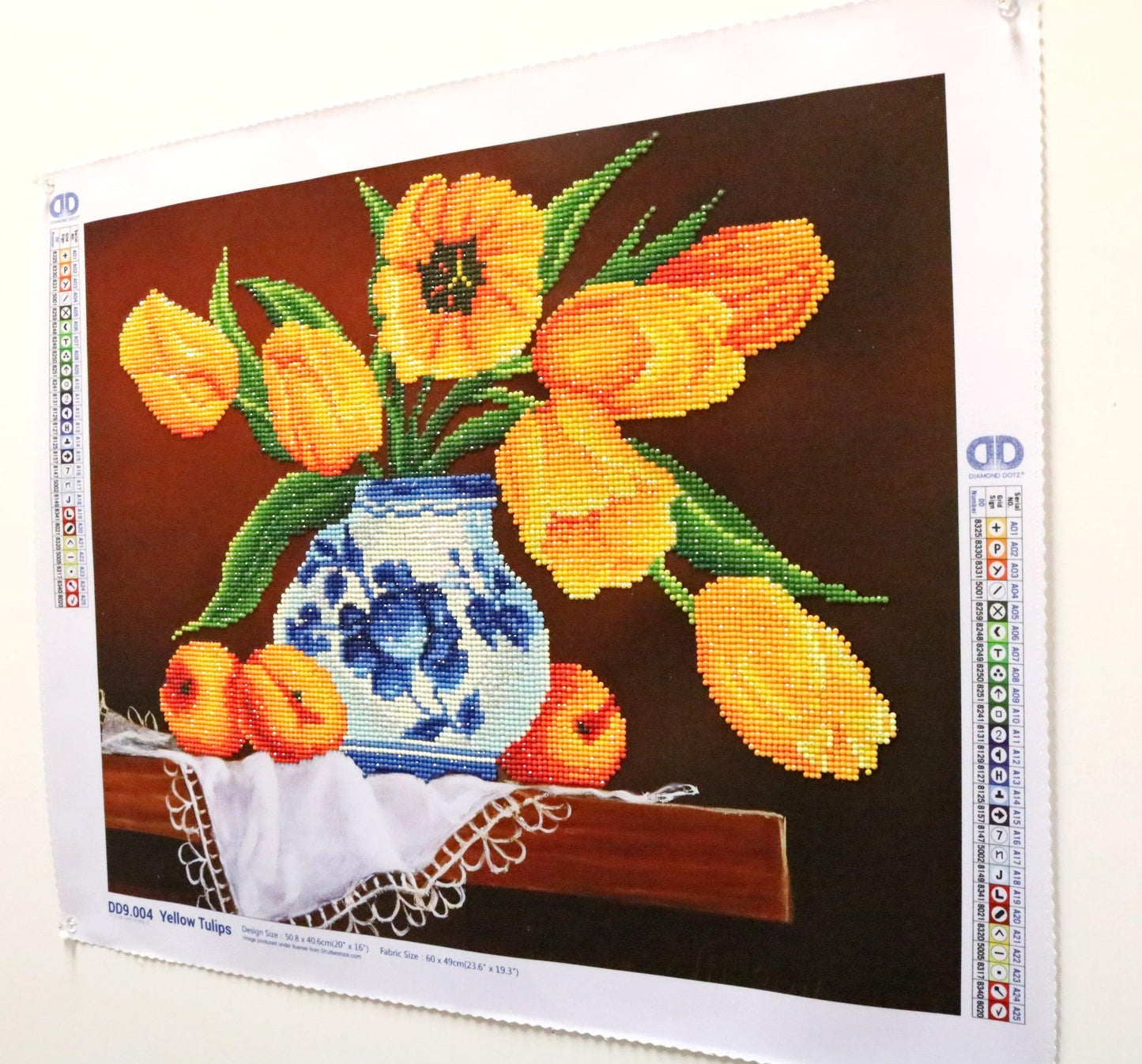 Old World Yellow Tulips in Blue & White China Vase - Beautiful 5D Diamond Art Wall Art - Monkeysmojo