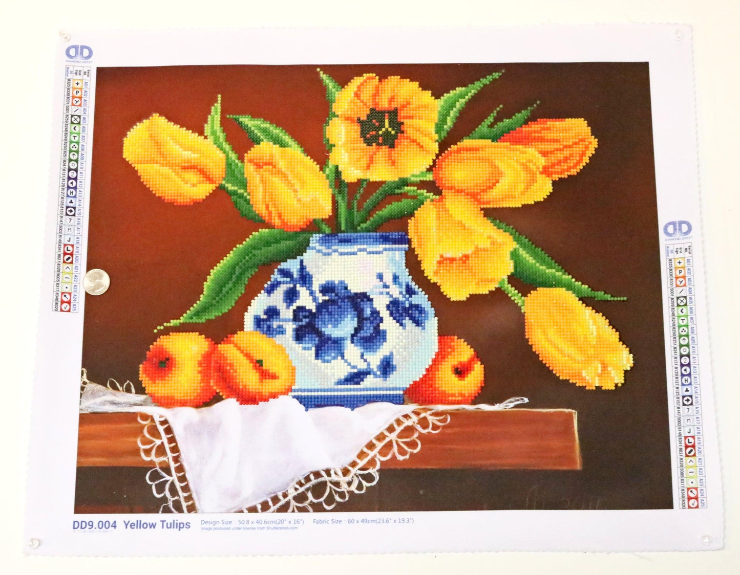 Old World Yellow Tulips in Blue & White China Vase - Beautiful 5D Diamond Art Wall Art - Monkeysmojo