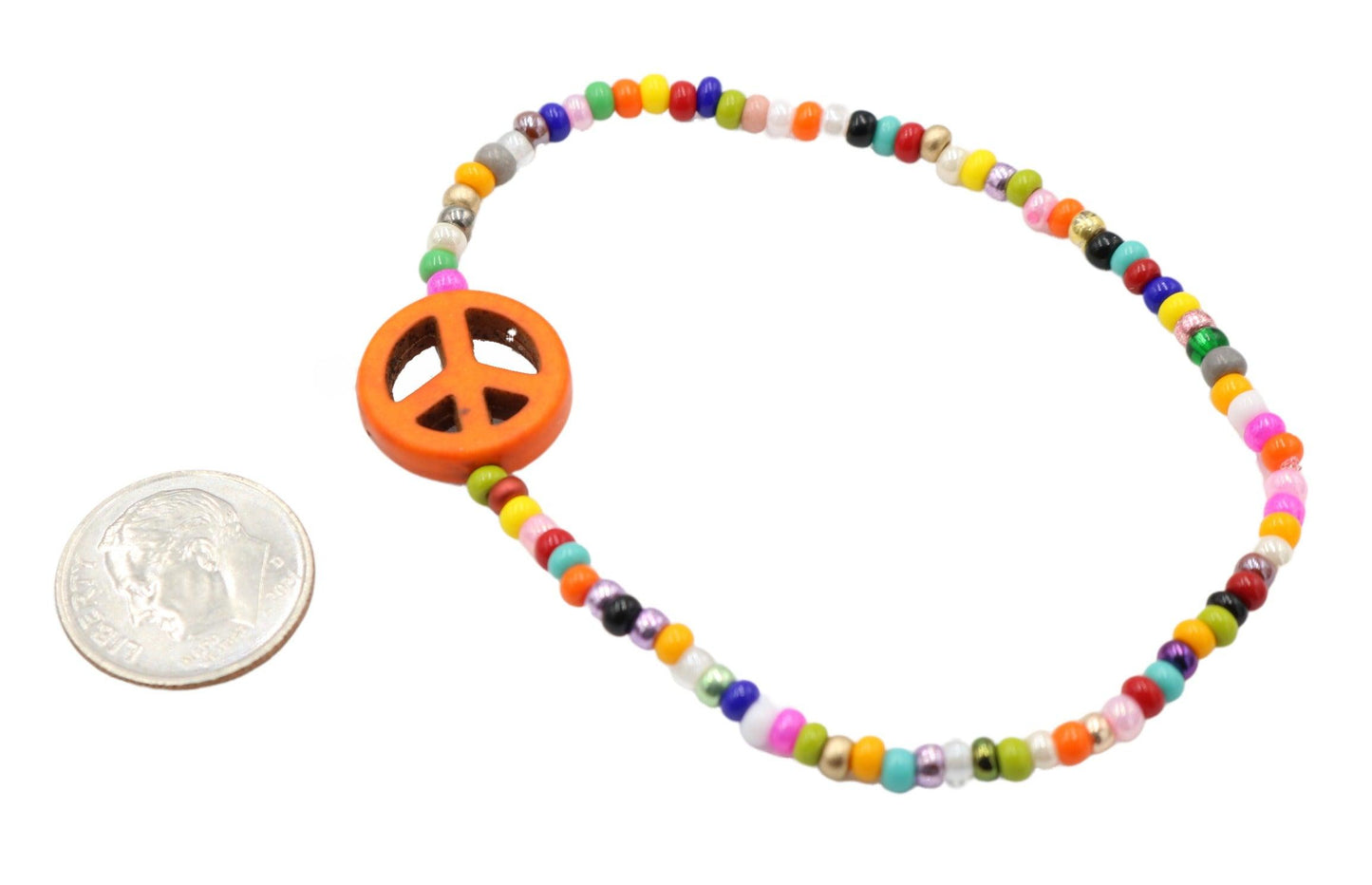Haller For Howlite Orange Your Glad for Peace Assorted Seed Bead Glass Bracelet - Monkeysmojo