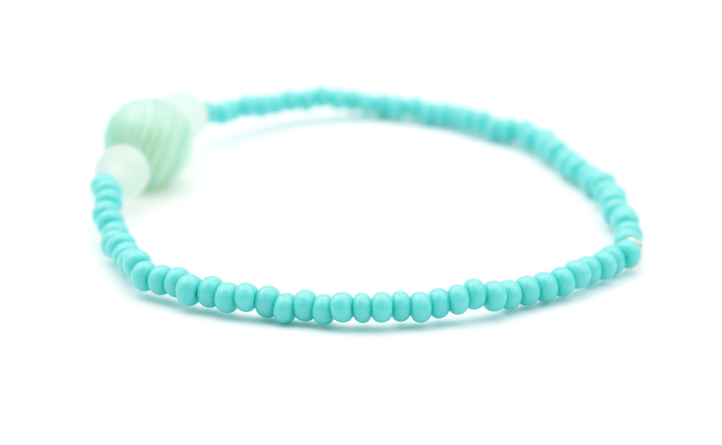 Oceanic Lollipop Swirl - Summer Fun - Light Blue Glass Stack Stretch Bracelet by Monkey's Mojo