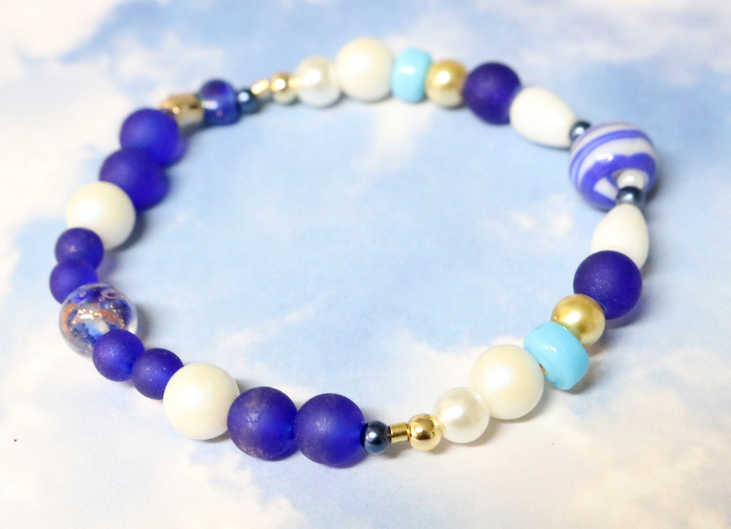 Your Grandmother's Blue and White China Inspired Handmade Artisan Bracelet by Monkey's Mojo